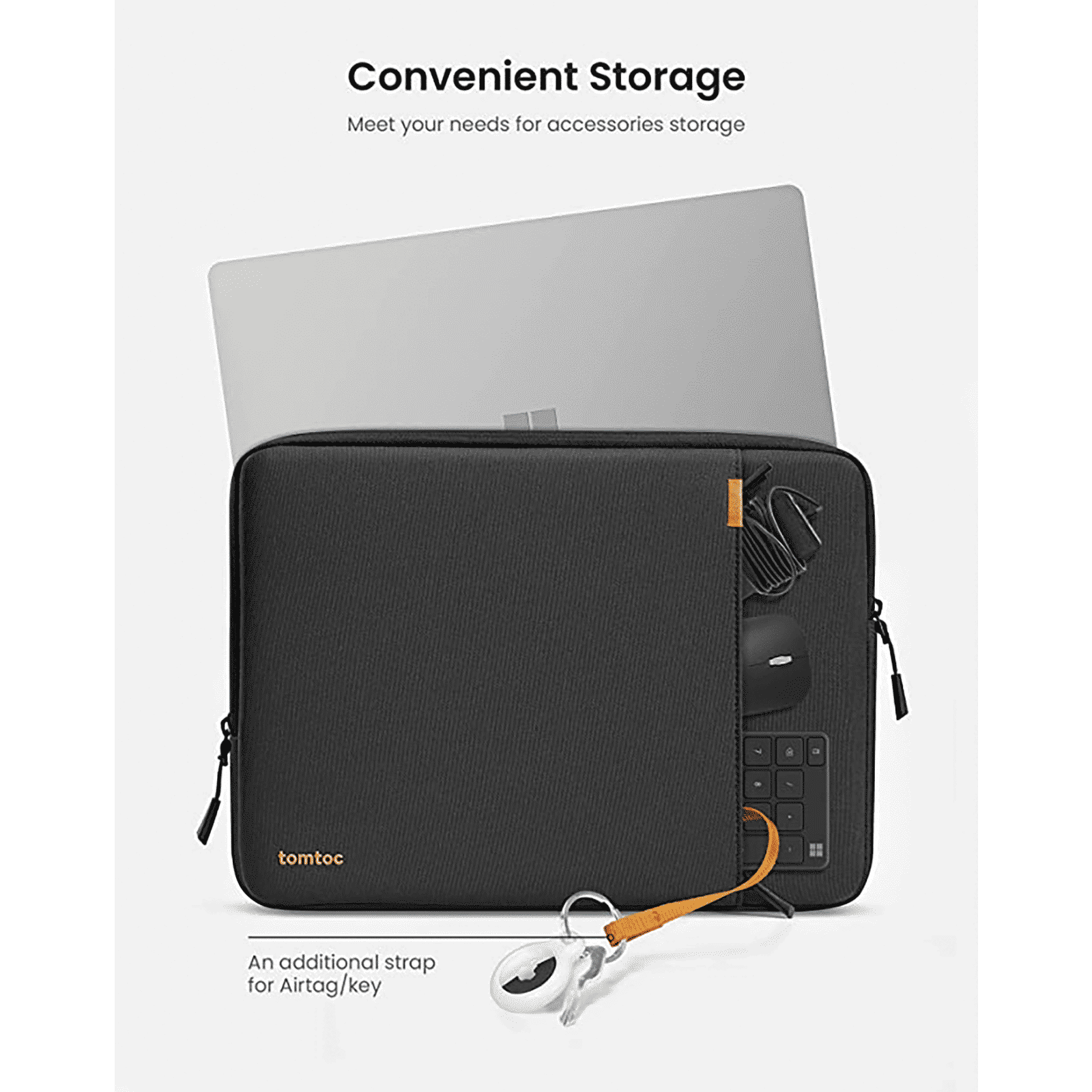 tomtoc Defender Recycled Fabrics Laptop Sleeve for 13.5, 14 & 14.4 Inch Laptop (Water Resistant, Black)_13