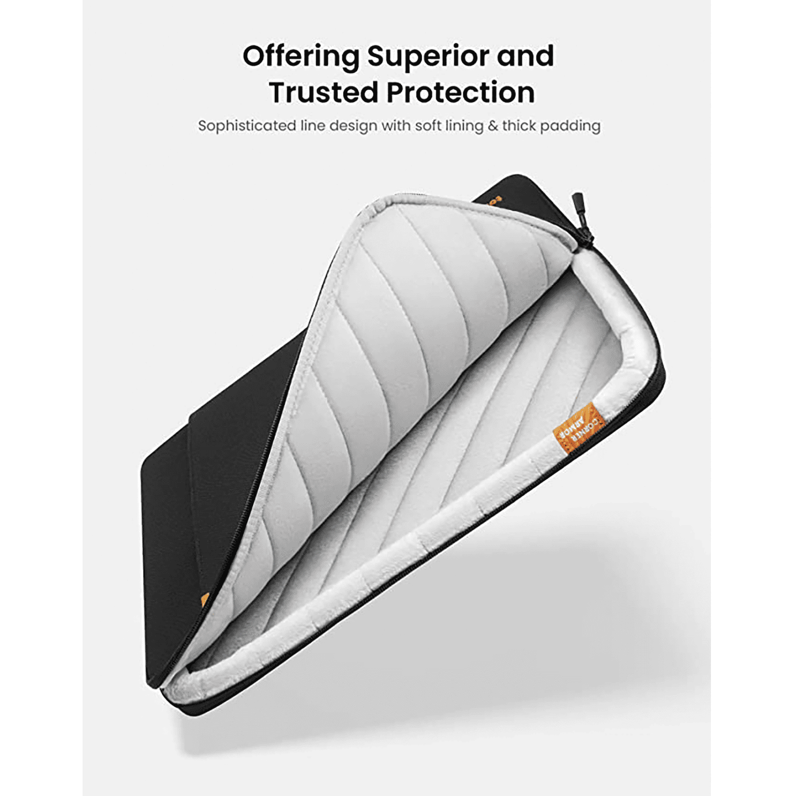 tomtoc Defender Recycled Fabrics Laptop Sleeve for 13.5, 14 & 14.4 Inch Laptop (Water Resistant, Black)_6