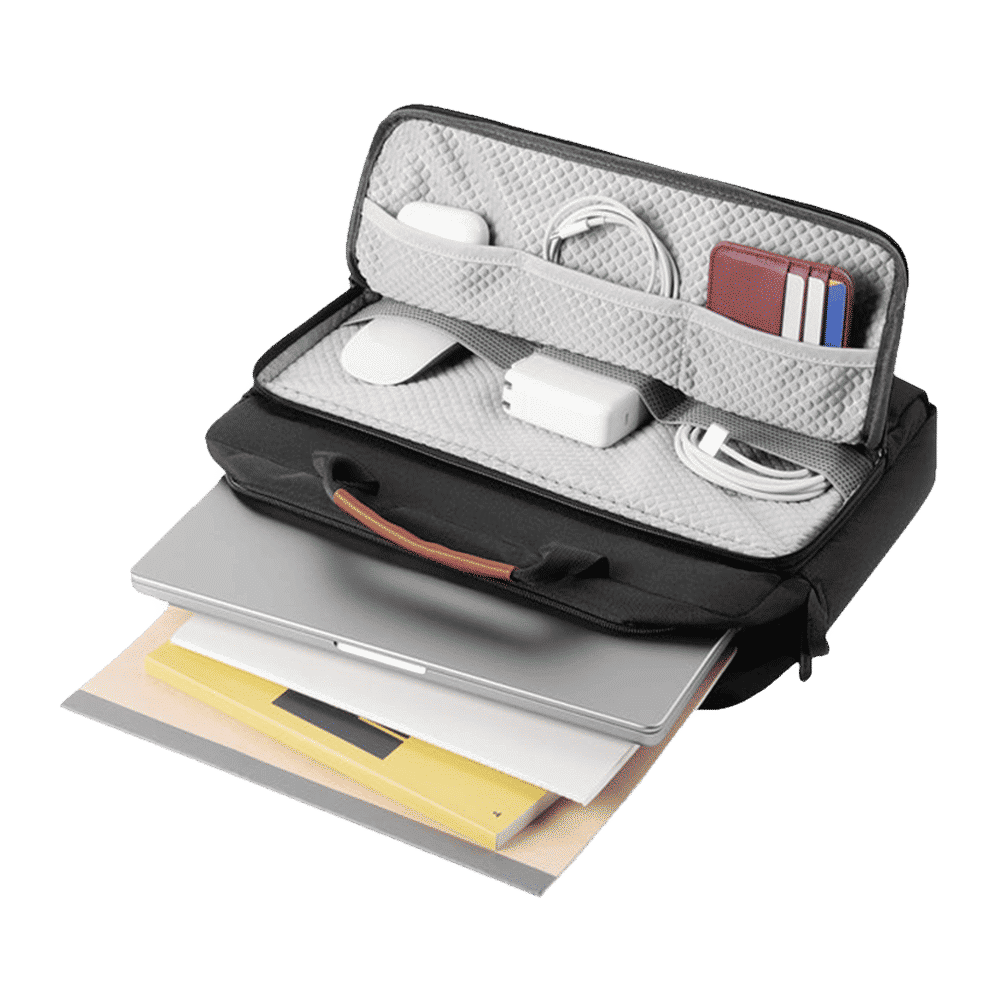 tomtoc Defender Fabric Laptop Sling Bag for 16 Inch Laptop (Water Repellent, Black)_16