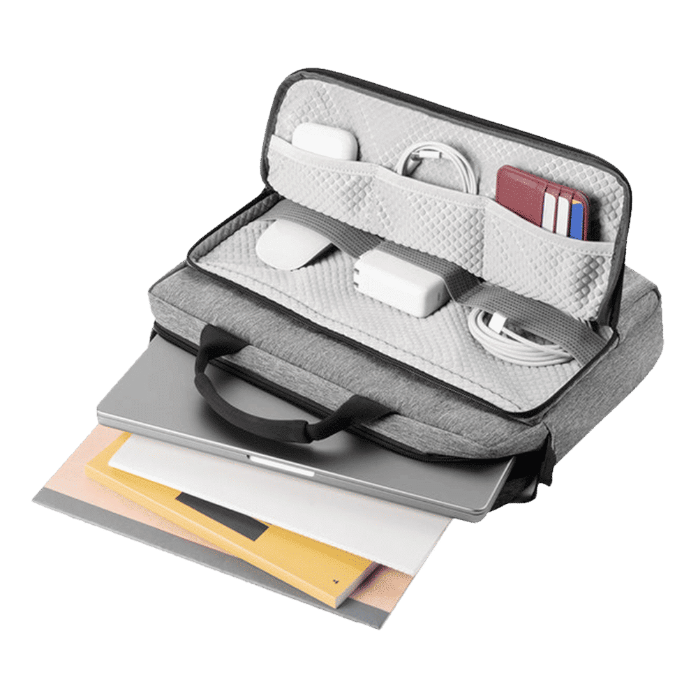 tomtoc Defender Fabric Laptop Sling Bag for 16 Inch Laptop (Water Repellent, Grey)_16