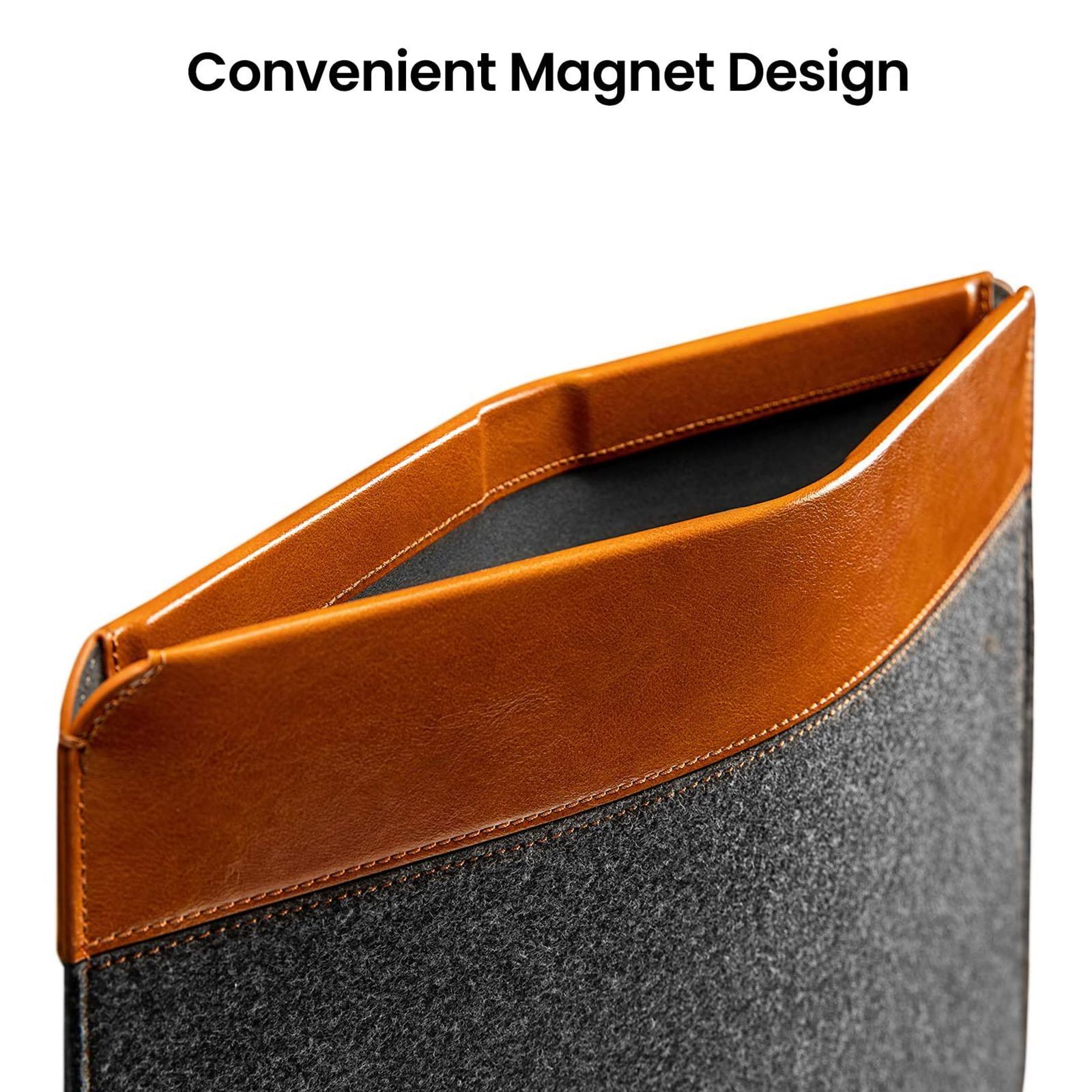 tomtoc Vintage Polyurethane Leather Laptop Sleeve for 13, 14 & 16 Inch Laptop (Intelligent Magnet Closure, Grey) tomtoc Vintage Polyurethane Leather Laptop Sleeve for 13, 14 & 16 Inch Laptop (Intelligent Magnet Closure, Grey)_7