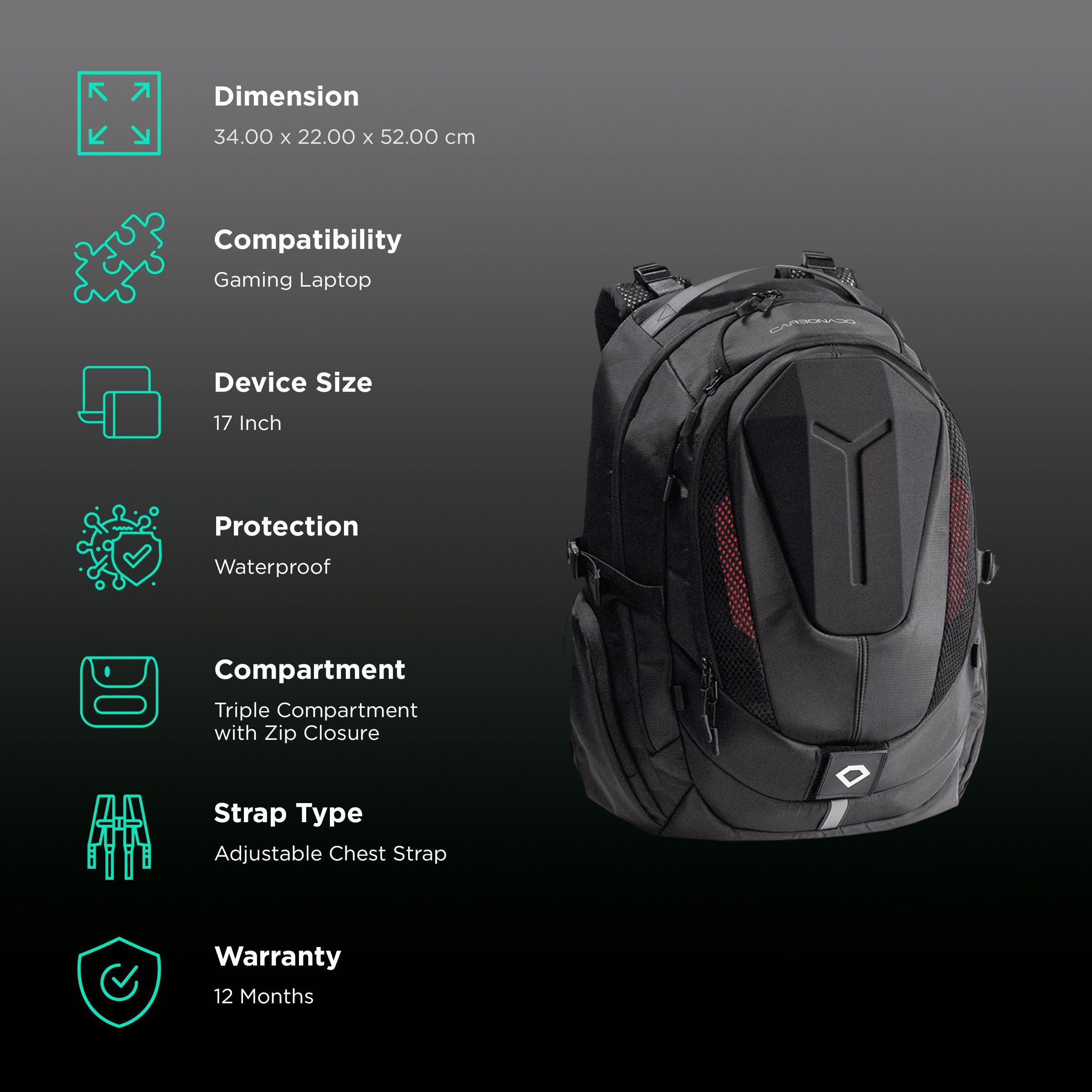 Carbonado Laptop Backpack for 17 Inch Laptop (35 L, Waterproof, Black)_2