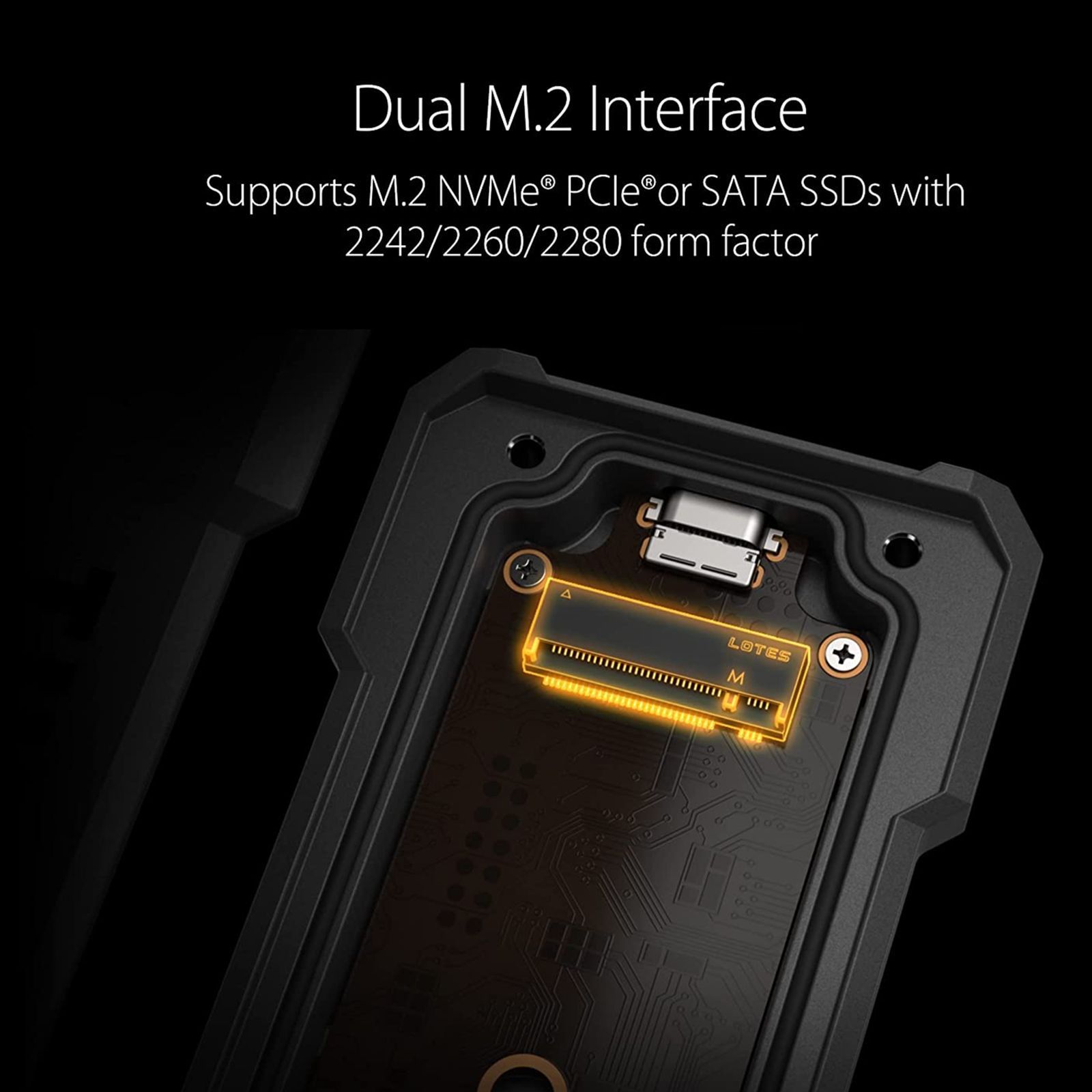ASUS TUF Gaming A1 SSD Enclosure for Portable SSD (Dual M.2 Interface, 90DD02N0-M00000, Black)_4