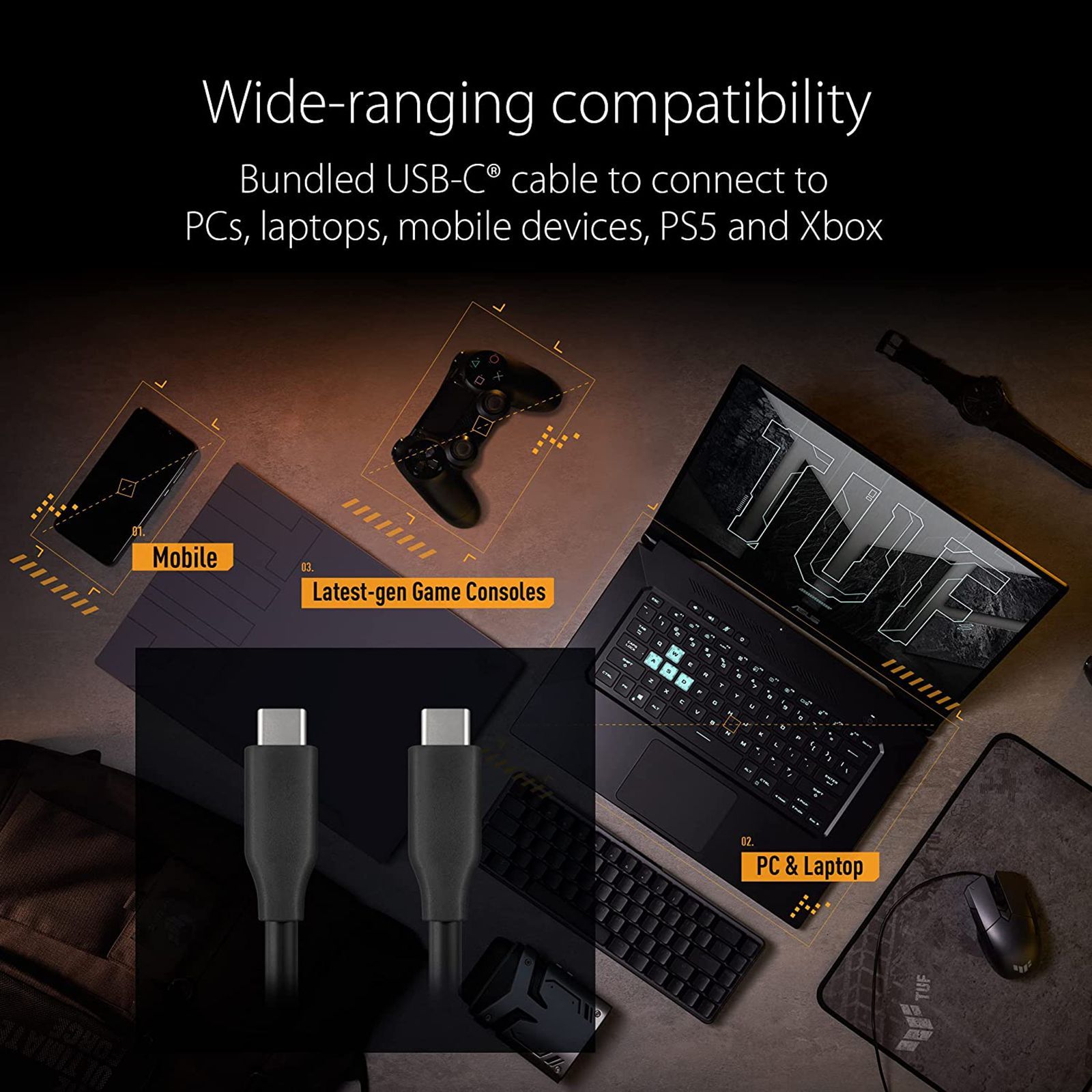 ASUS TUF Gaming A1 SSD Enclosure for Portable SSD (Dual M.2 Interface, 90DD02N0-M00000, Black)_6