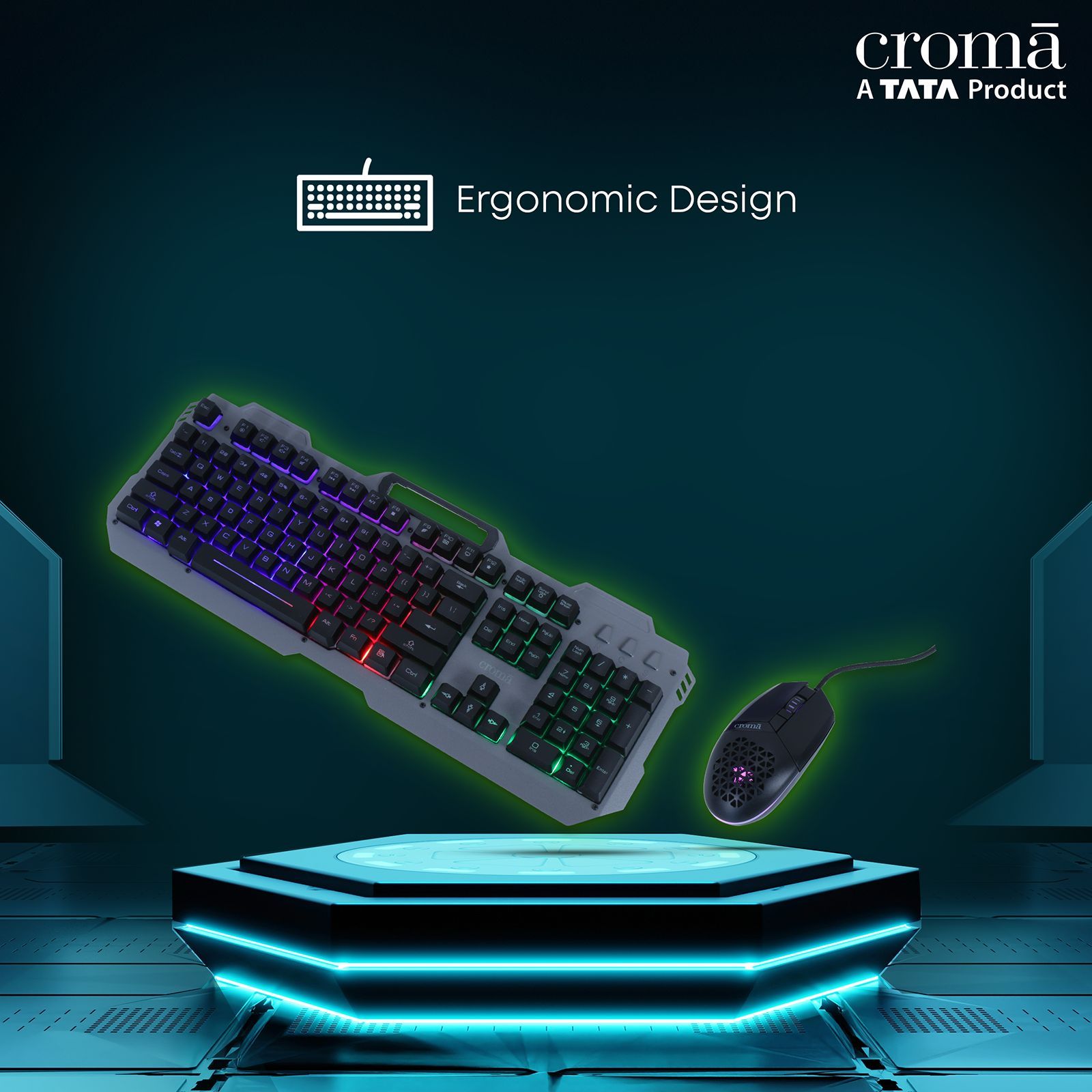 Croma Wired Gaming Keyboard & Mouse Combo (104 Keys, 7200 DPI, Ergonomic Design, Black)_10