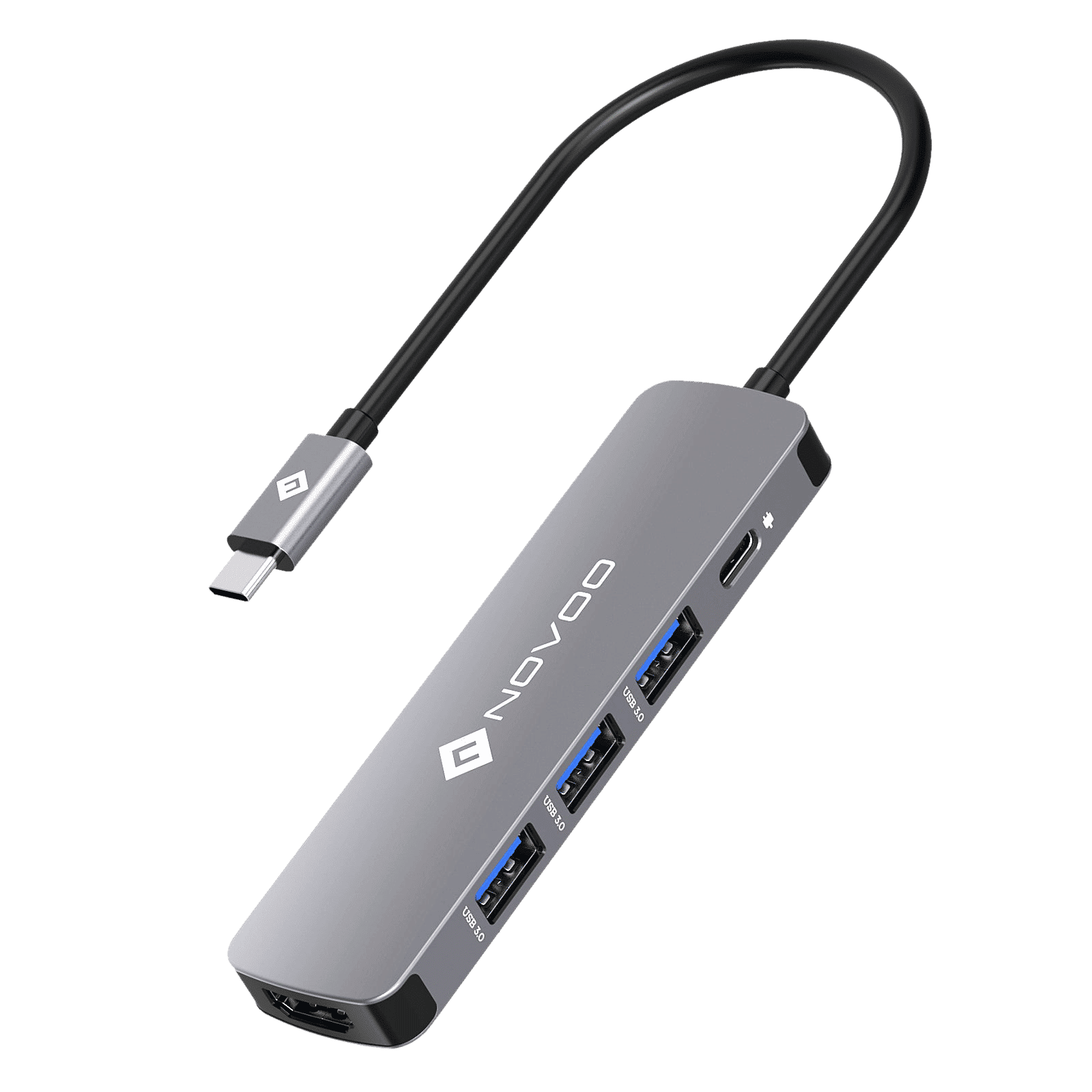 Novoo 5-in-1 USB 3.0 Type C to USB 3.0 Type A, HDMI Type A, USB Type C USB Hub (100 Watt Power Delivery, Grey)_1