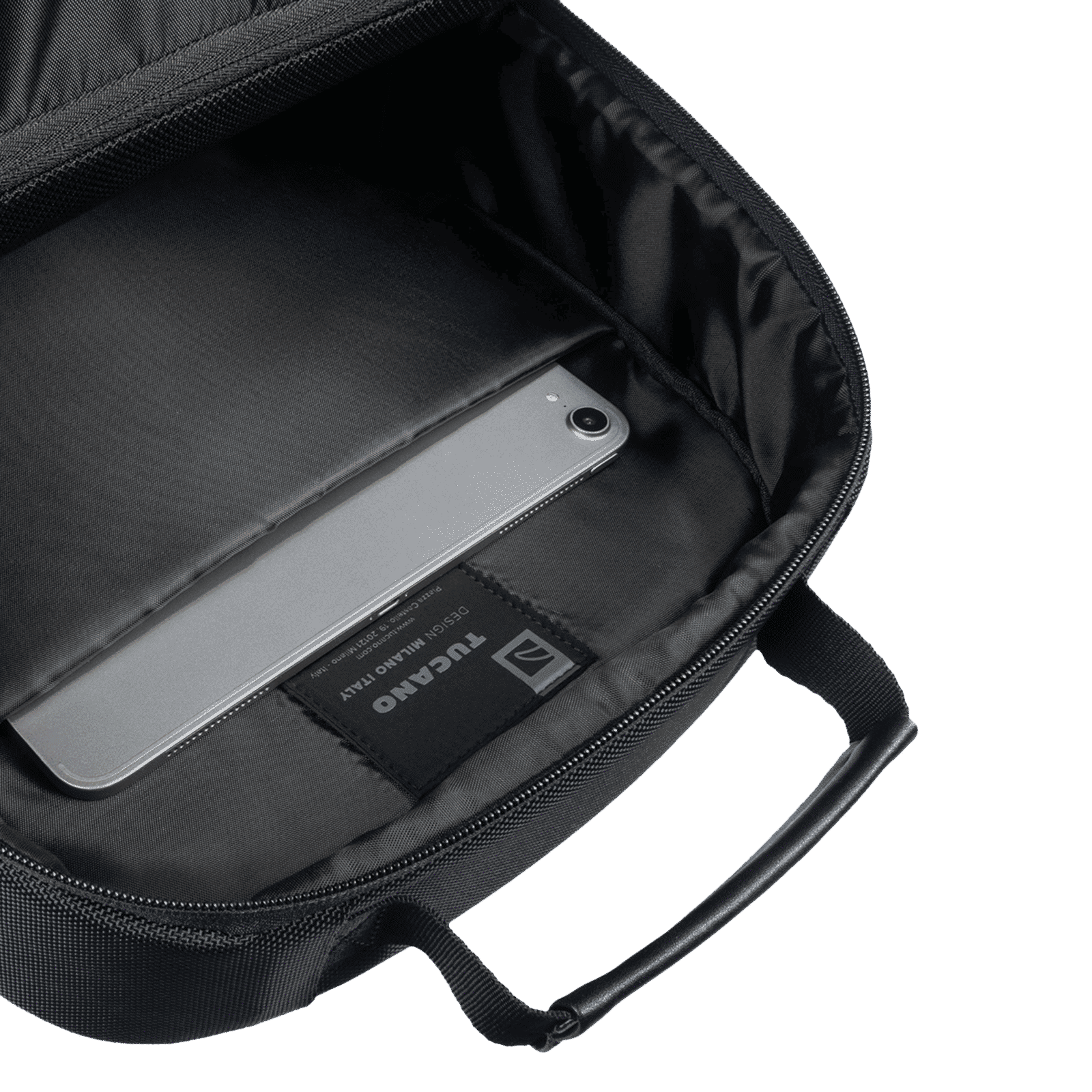 TUCANO Free & Busy Polyurethane Leather Laptop Backpack for 15.6 & 16 Inch Laptop (Trolley Strap, Blue)_11