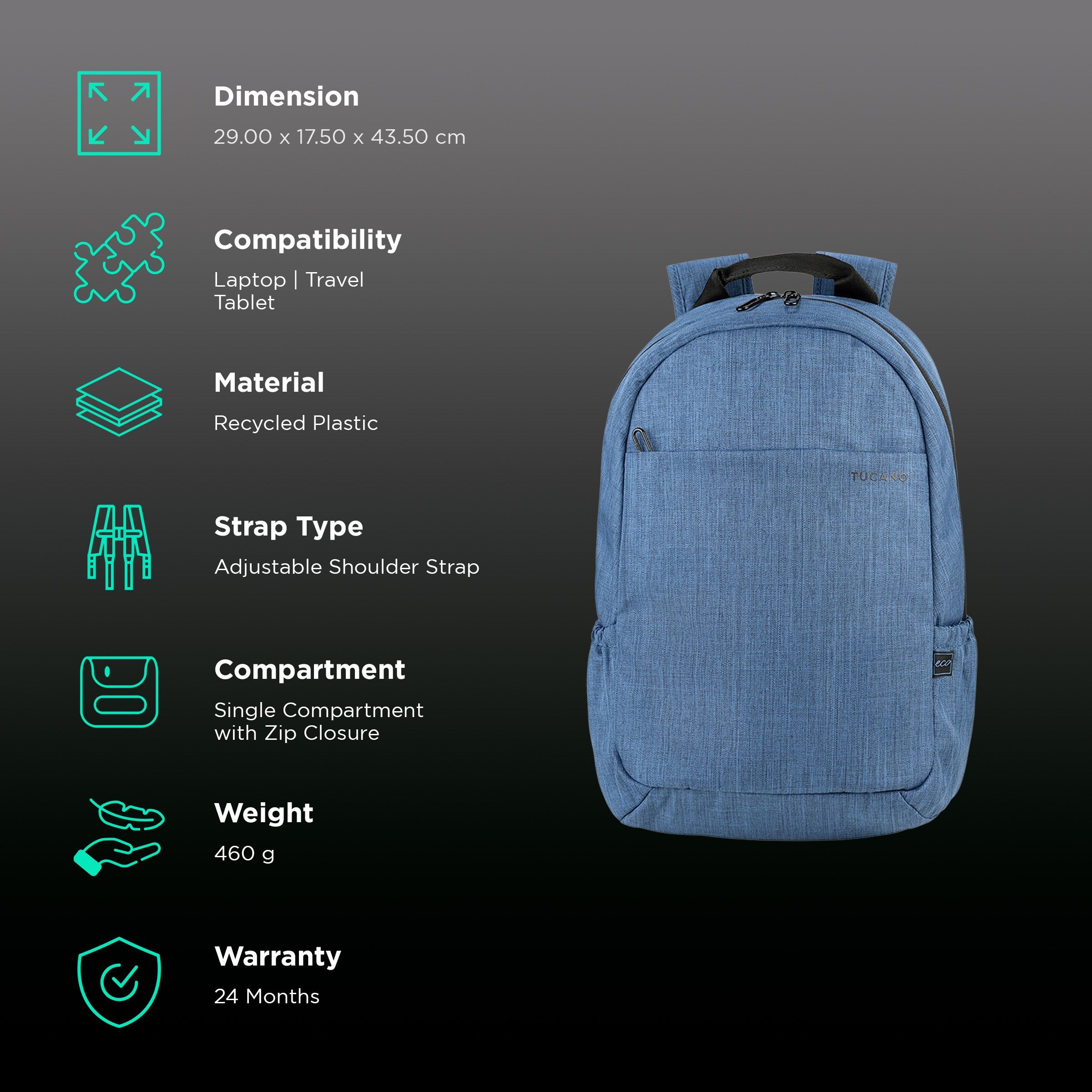 TUCANO Speed Recycled Plastic Laptop Backpack for 15.6 & 16 Inch Laptop (Trolley Strap, Blue) TUCANO Speed Recycled Plastic Laptop Backpack for 15.6 & 16 Inch Laptop (Trolley Strap, Blue)_2