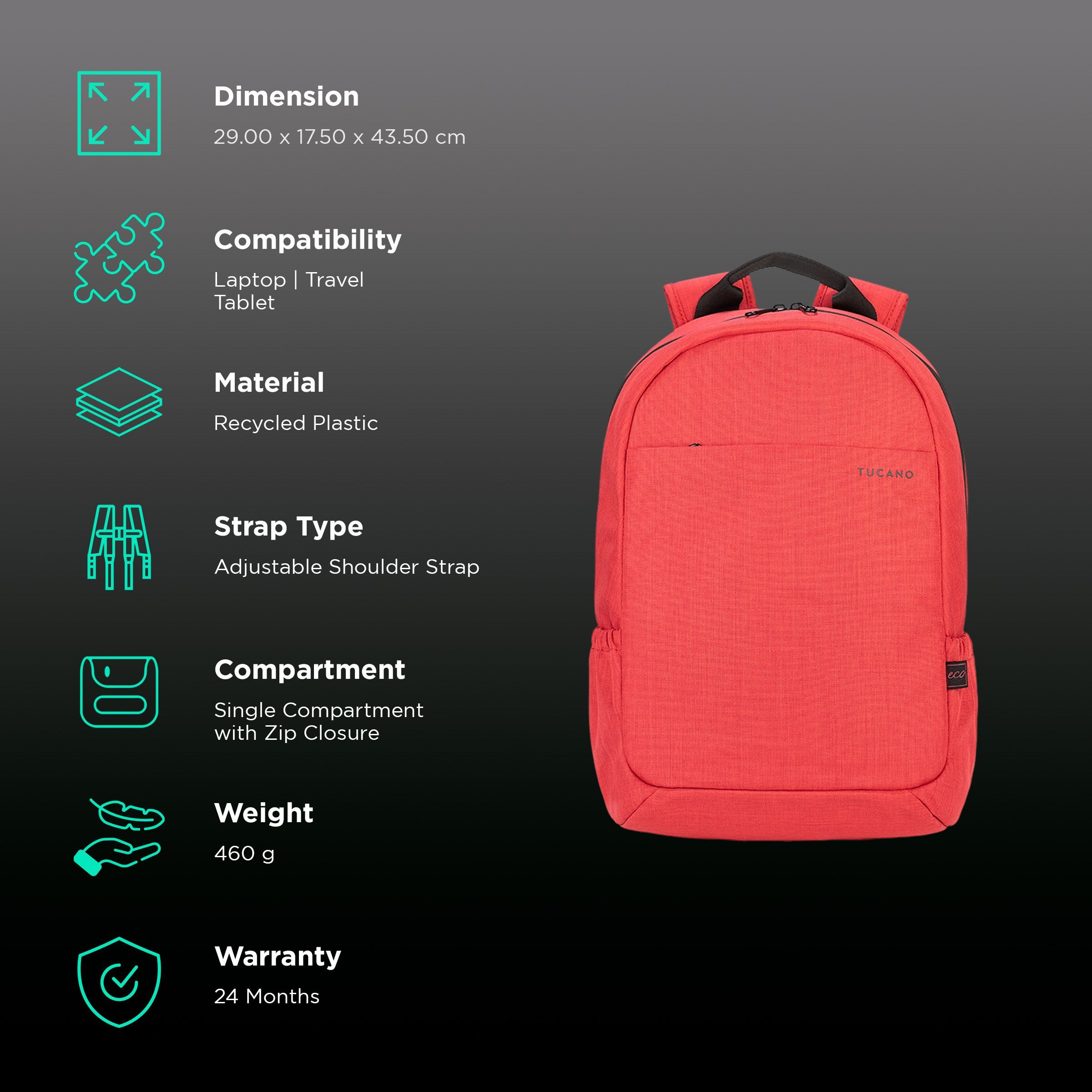 TUCANO Speed Recycled Plastic Laptop Backpack for 15.6 & 16 Inch Laptop (Trolley Strap, Red) TUCANO Speed Recycled Plastic Laptop Backpack for 15.6 & 16 Inch Laptop (Trolley Strap, Red)_2