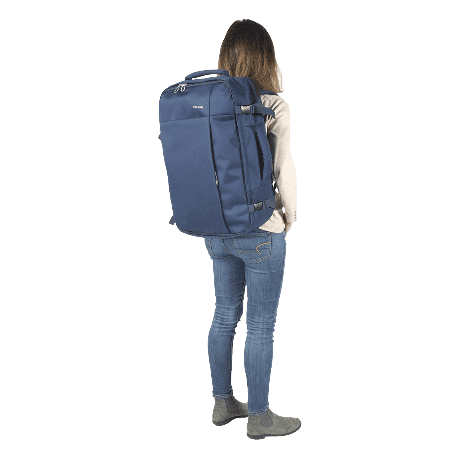 TUCANO Tugo Recycled Plastic Laptop Backpack for 17 & 16 Inch Laptop (38 L, Water Repellent, Blue)_10