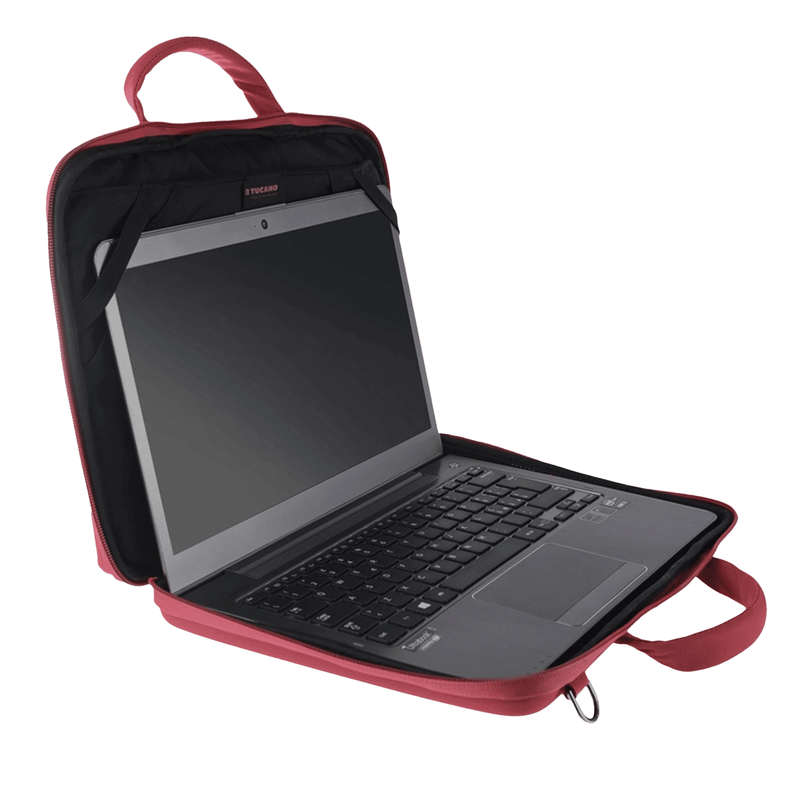 TUCANO Darkolor Recycled Plastic Laptop Sleeve for 13 & 14 Inch Laptop (Semi-Rigid Back Panel, Red)_6