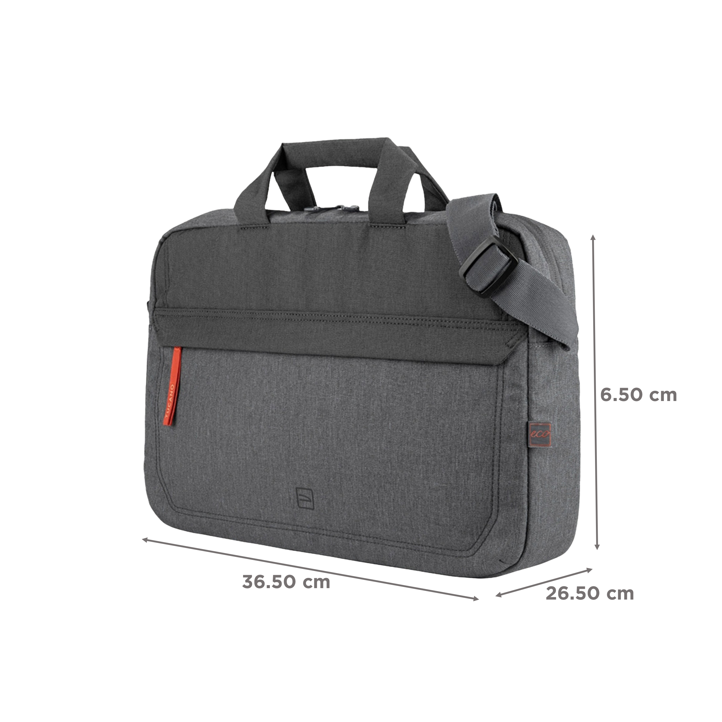 TUCANO Hop Recycled Plastic Laptop Sling Bag for 13 & 14 Inch Laptop (Trolley Strap, Anthracite)_2