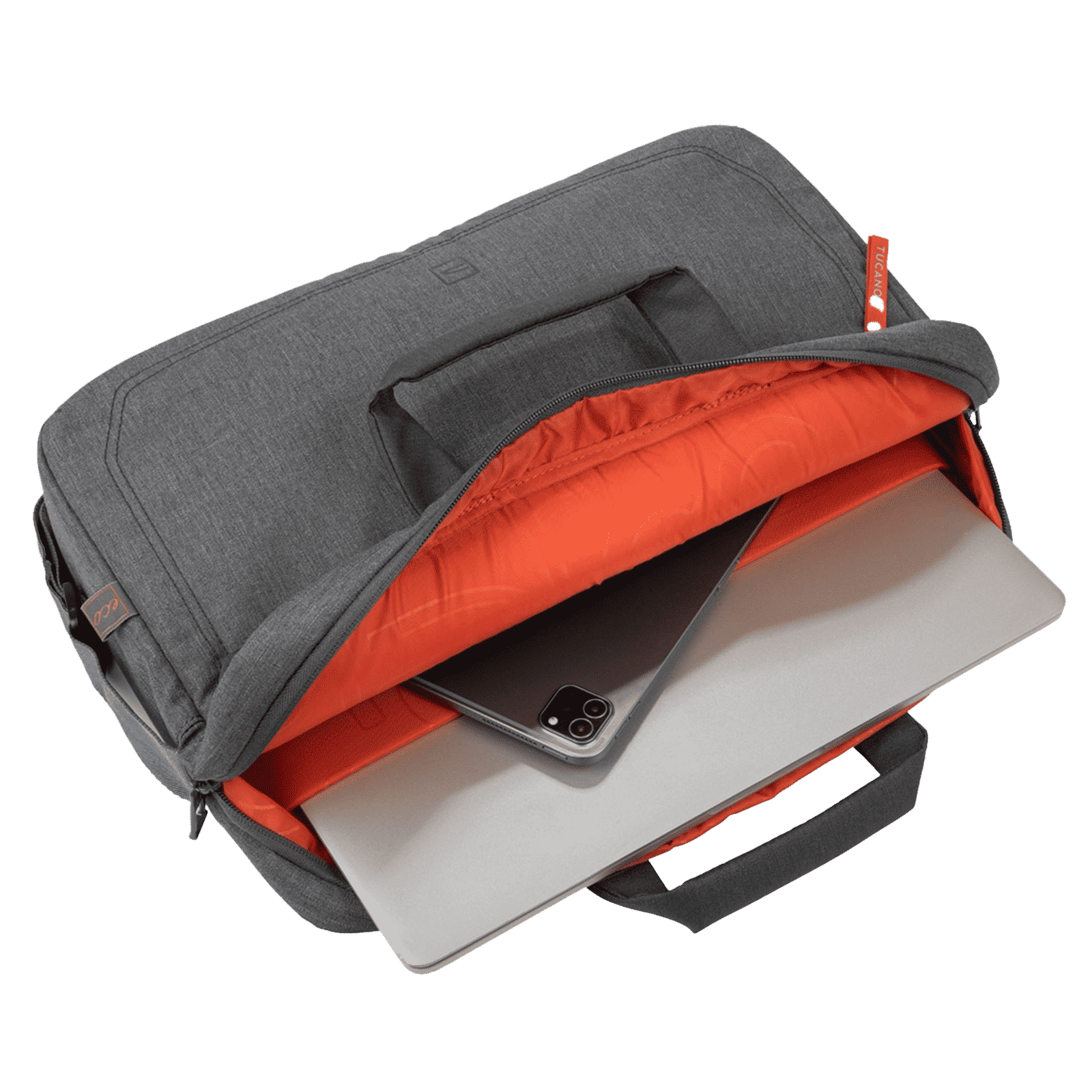 TUCANO Hop Recycled Plastic Laptop Sling Bag for 13 & 14 Inch Laptop (Trolley Strap, Anthracite)_4