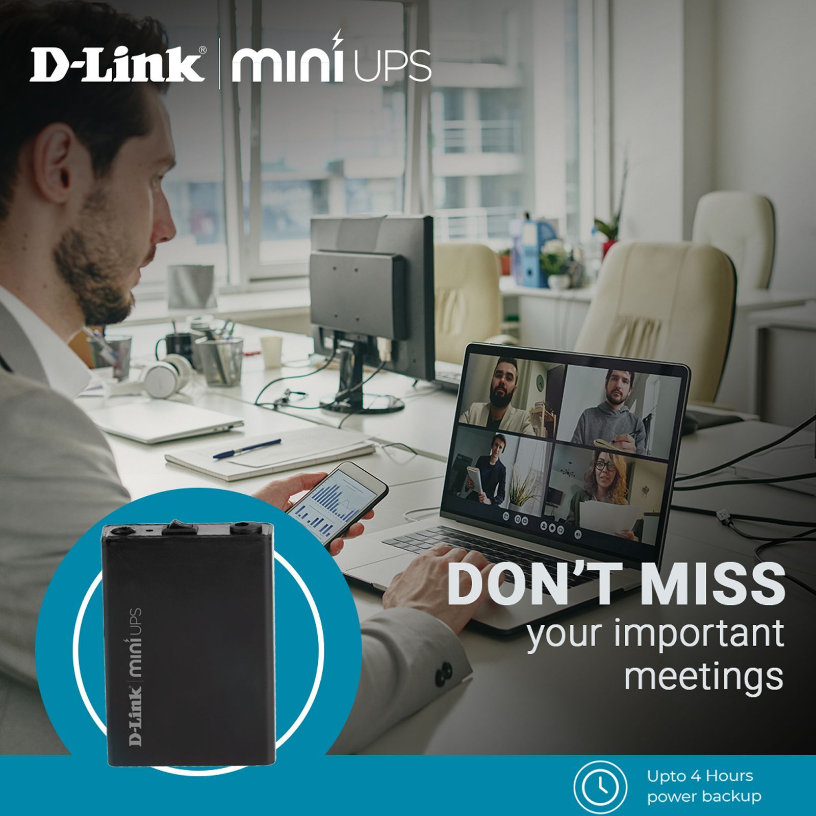 D-Link 12V Mini UPS (Portable, DPS-FU1211, Black)_3