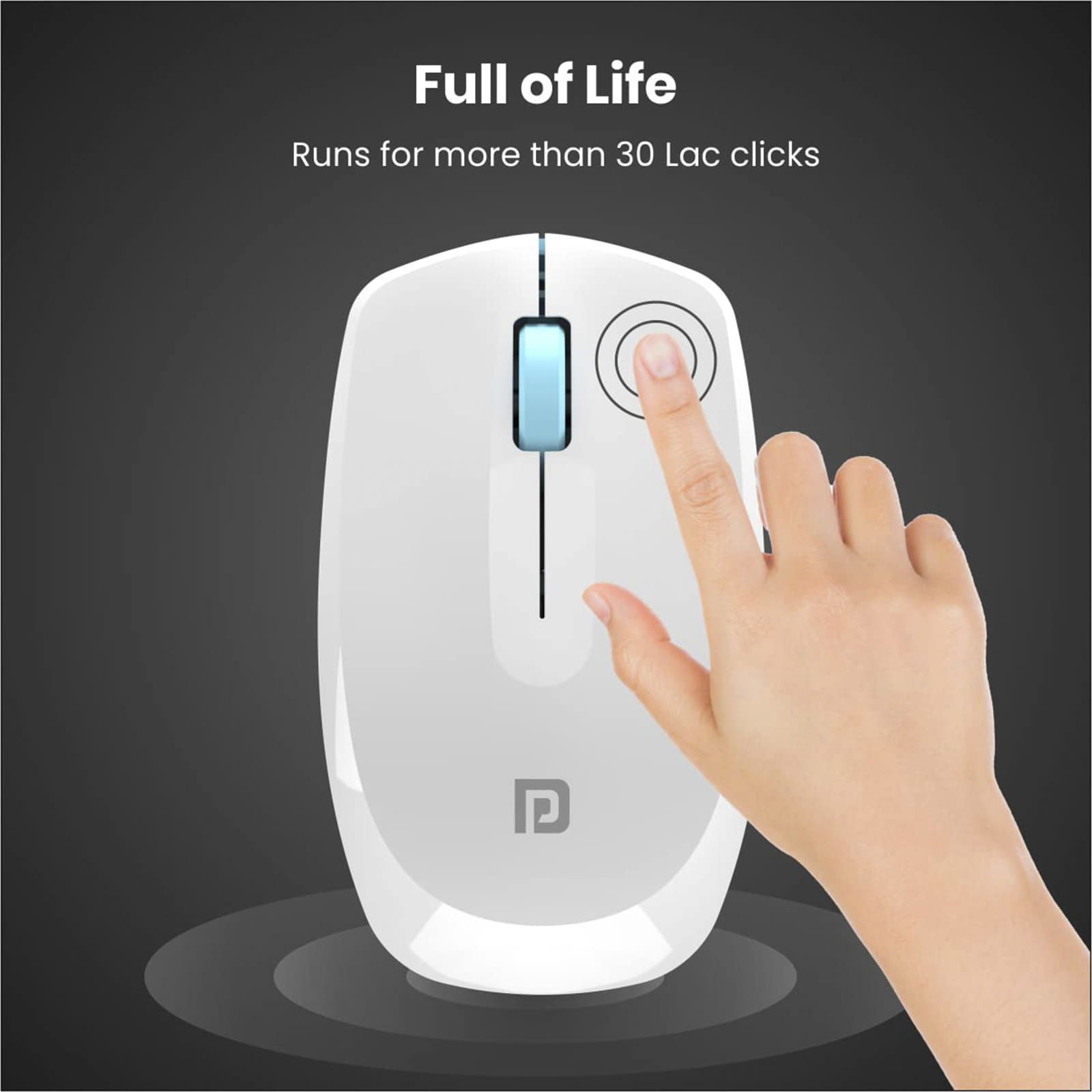 PORTRONICS Toad 25 Wireless Optical Performance Mouse (1200 DPI, Optimum Tracking, White)_5