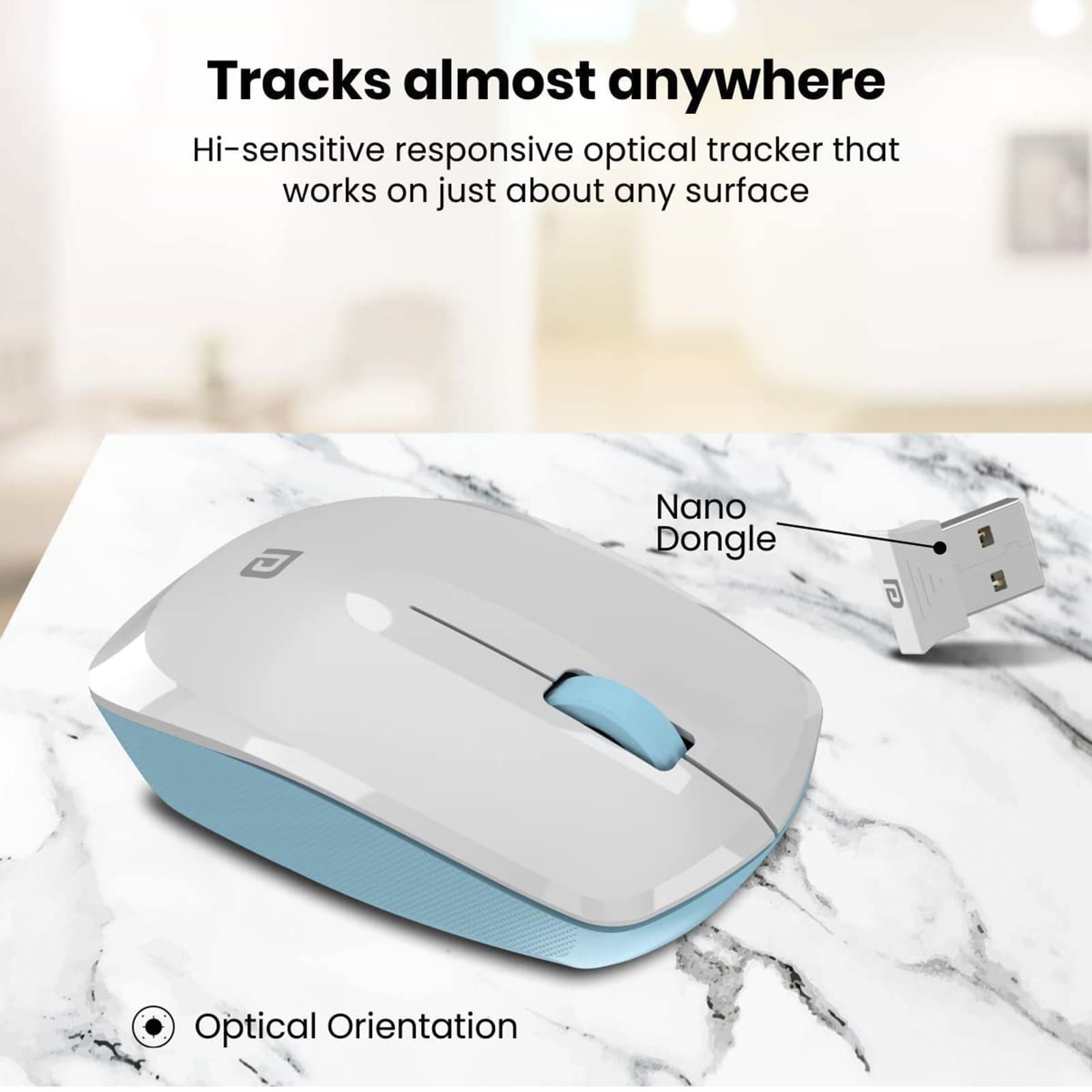 PORTRONICS Toad 25 Wireless Optical Performance Mouse (1200 DPI, Optimum Tracking, White)_2