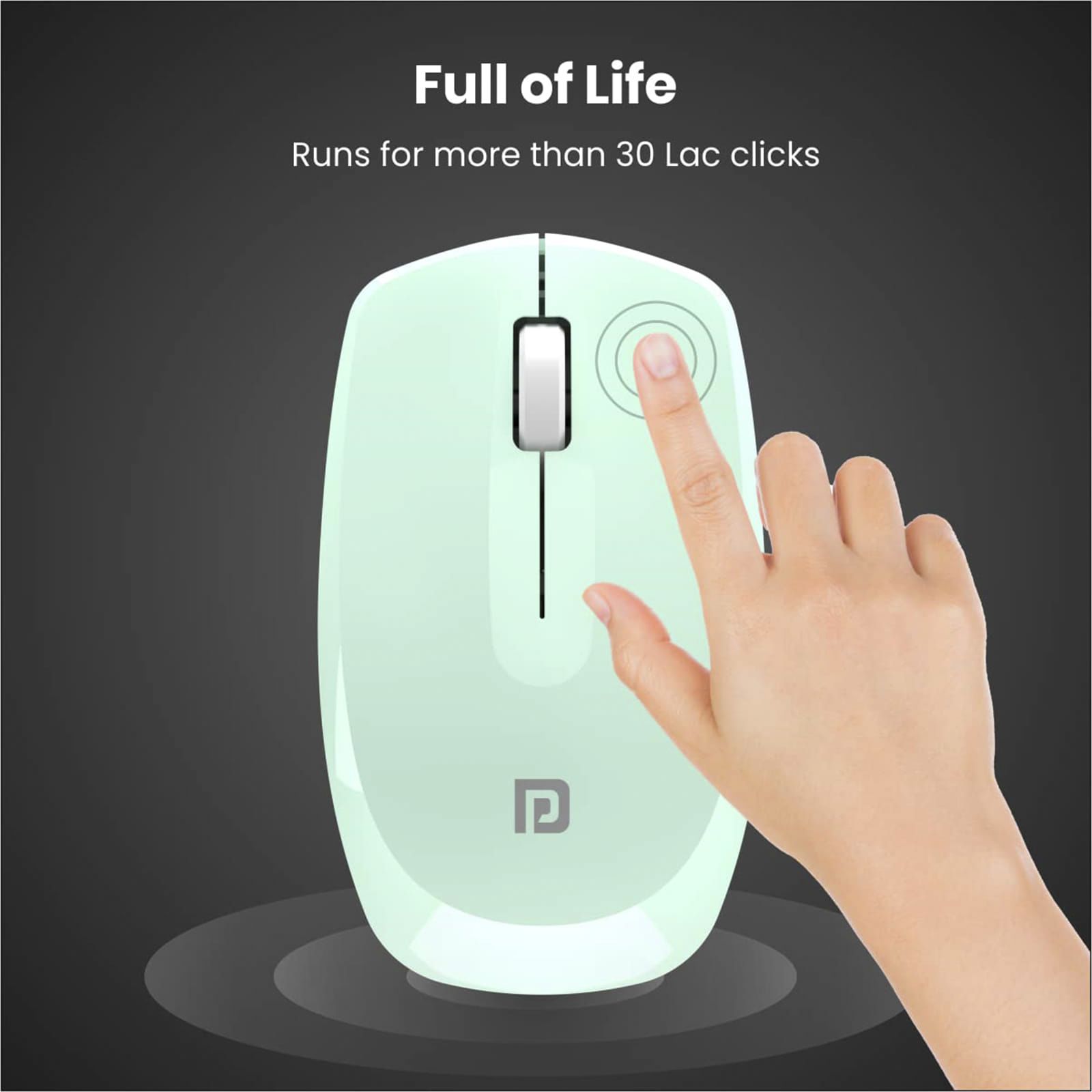 PORTRONICS Toad 25 Wireless Optical Performance Mouse (1200 DPI, Optimum Tracking, Green)_5