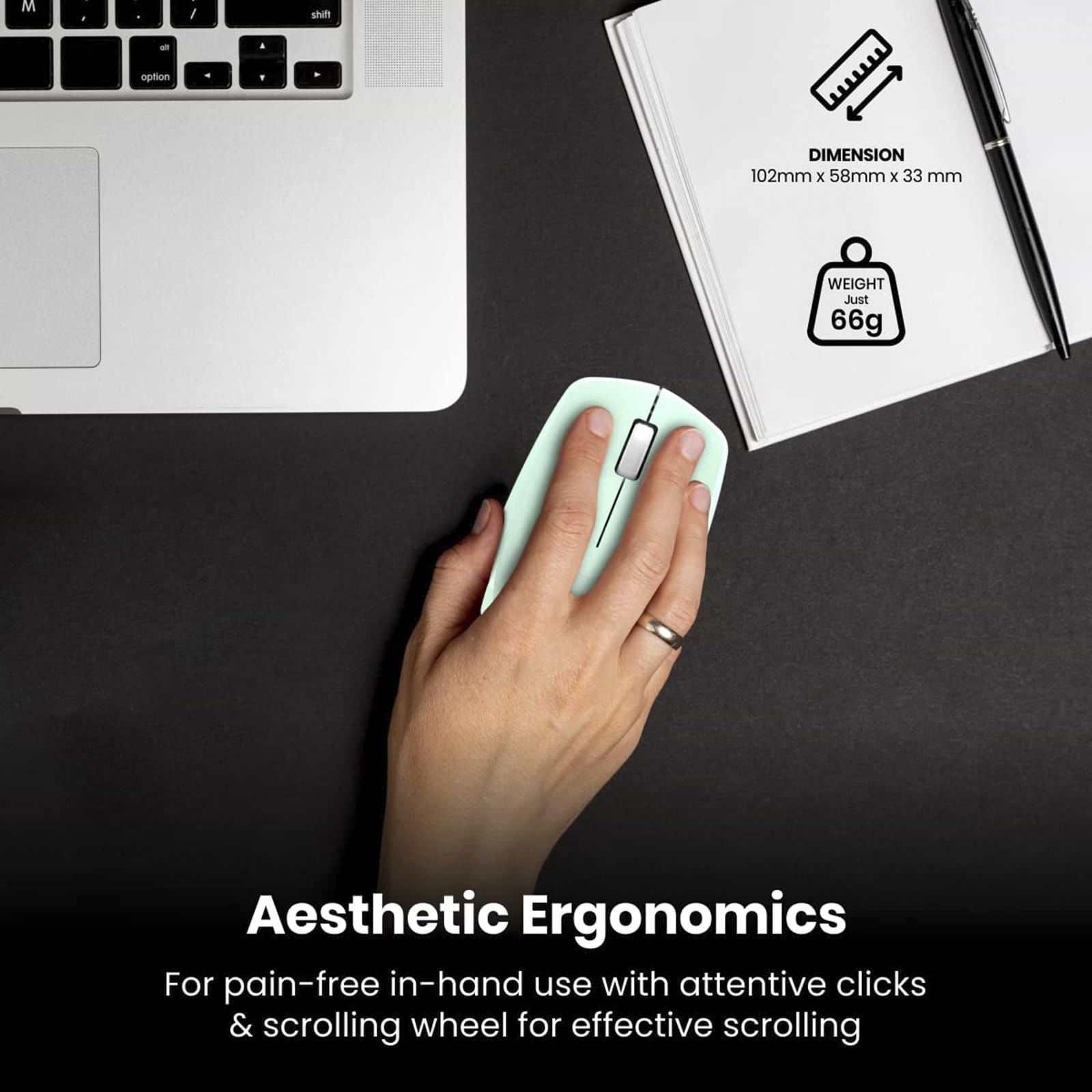 PORTRONICS Toad 25 Wireless Optical Performance Mouse (1200 DPI, Optimum Tracking, Green)_8