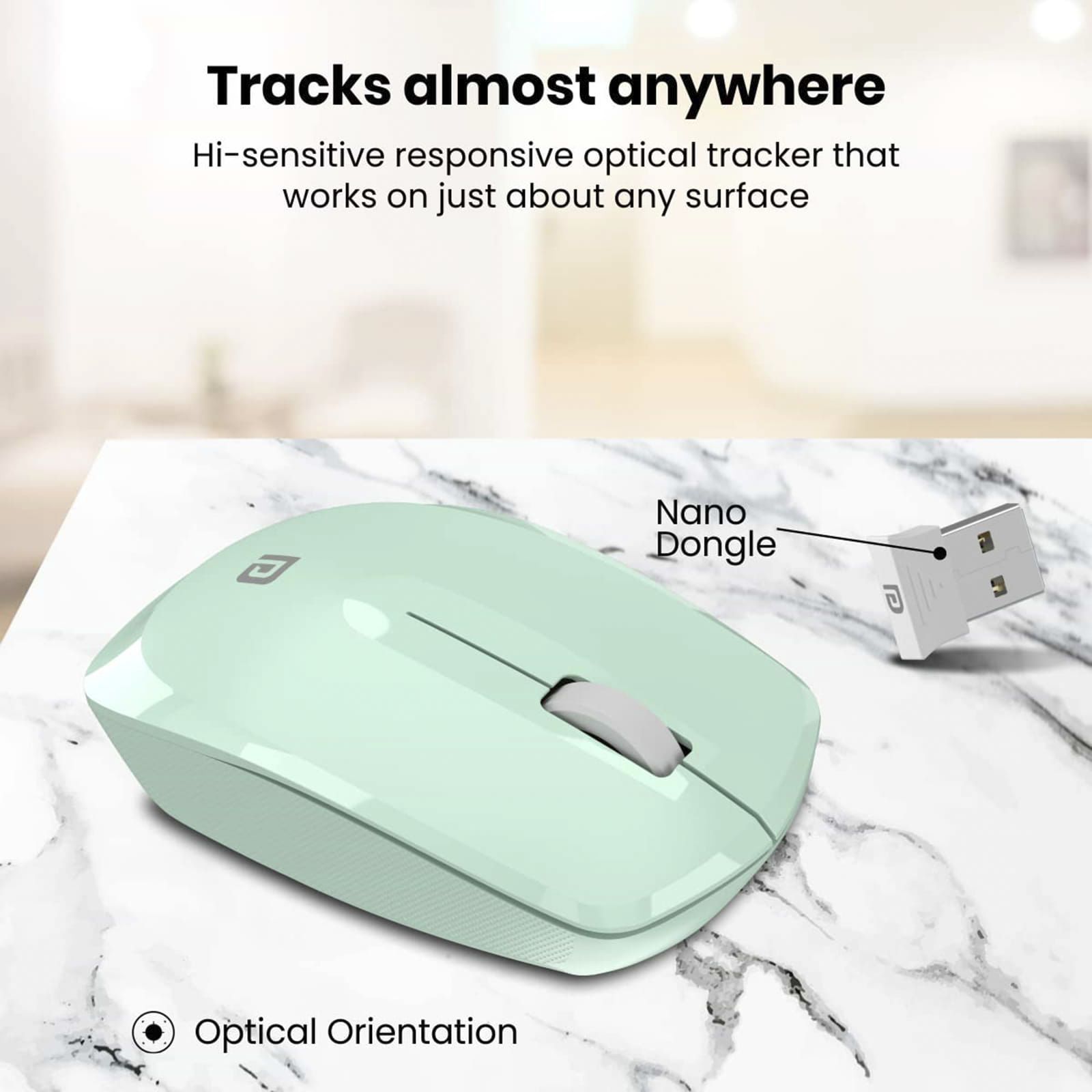 PORTRONICS Toad 25 Wireless Optical Performance Mouse (1200 DPI, Optimum Tracking, Green)_2