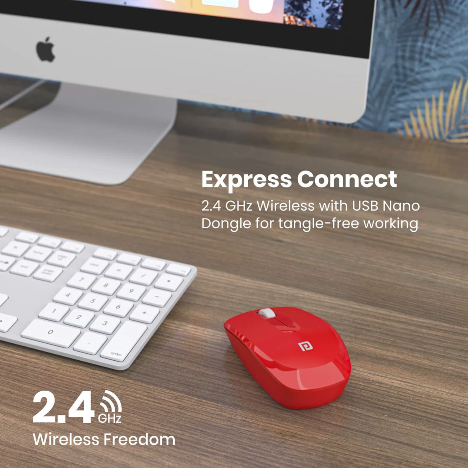 PORTRONICS Toad 25 Wireless Optical Performance Mouse (1200 DPI, Optimum Tracking, Red)_3