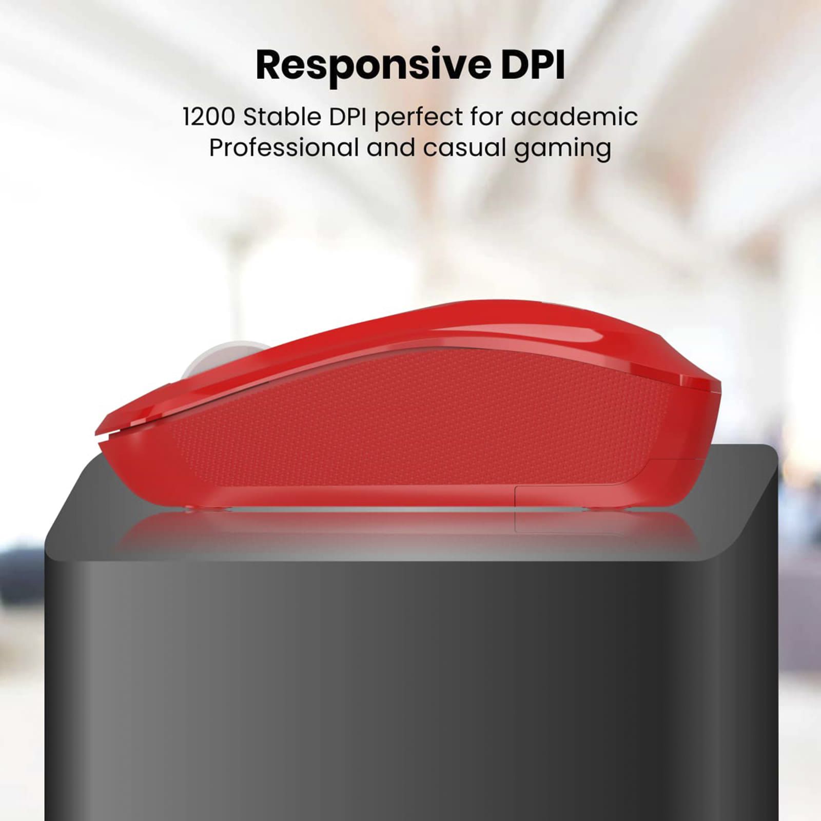 PORTRONICS Toad 25 Wireless Optical Performance Mouse (1200 DPI, Optimum Tracking, Red)_2