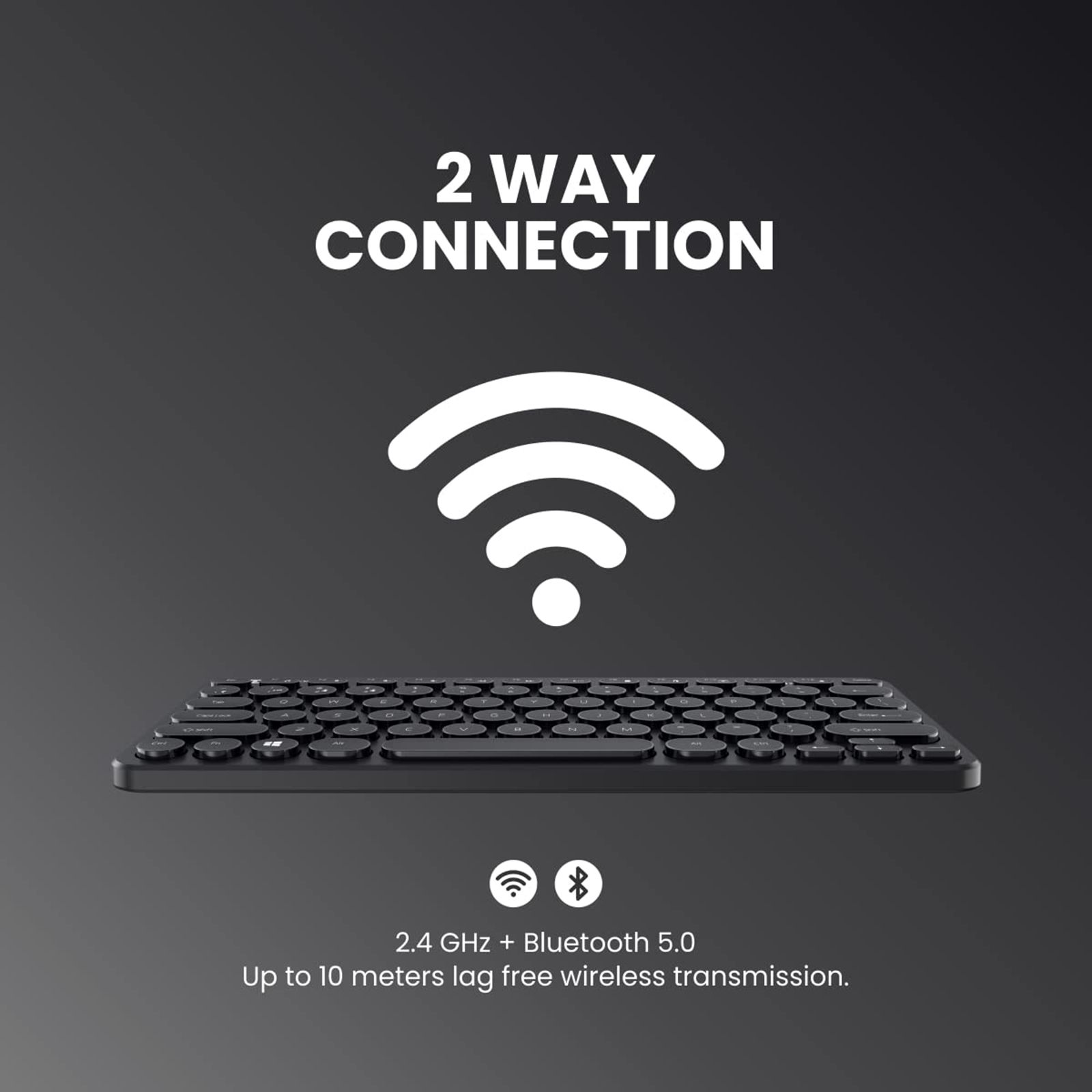 PORTRONICS Bubble Bluetooth 5.0 & 2.4GHz Wireless Keyboard with Multi Device Connectivity (2-Way Connection, Black) PORTRONICS Bubble Bluetooth 5.0 & 2.4GHz Wireless Keyboard with Multi Device Connectivity (2-Way Connection, Black)_8