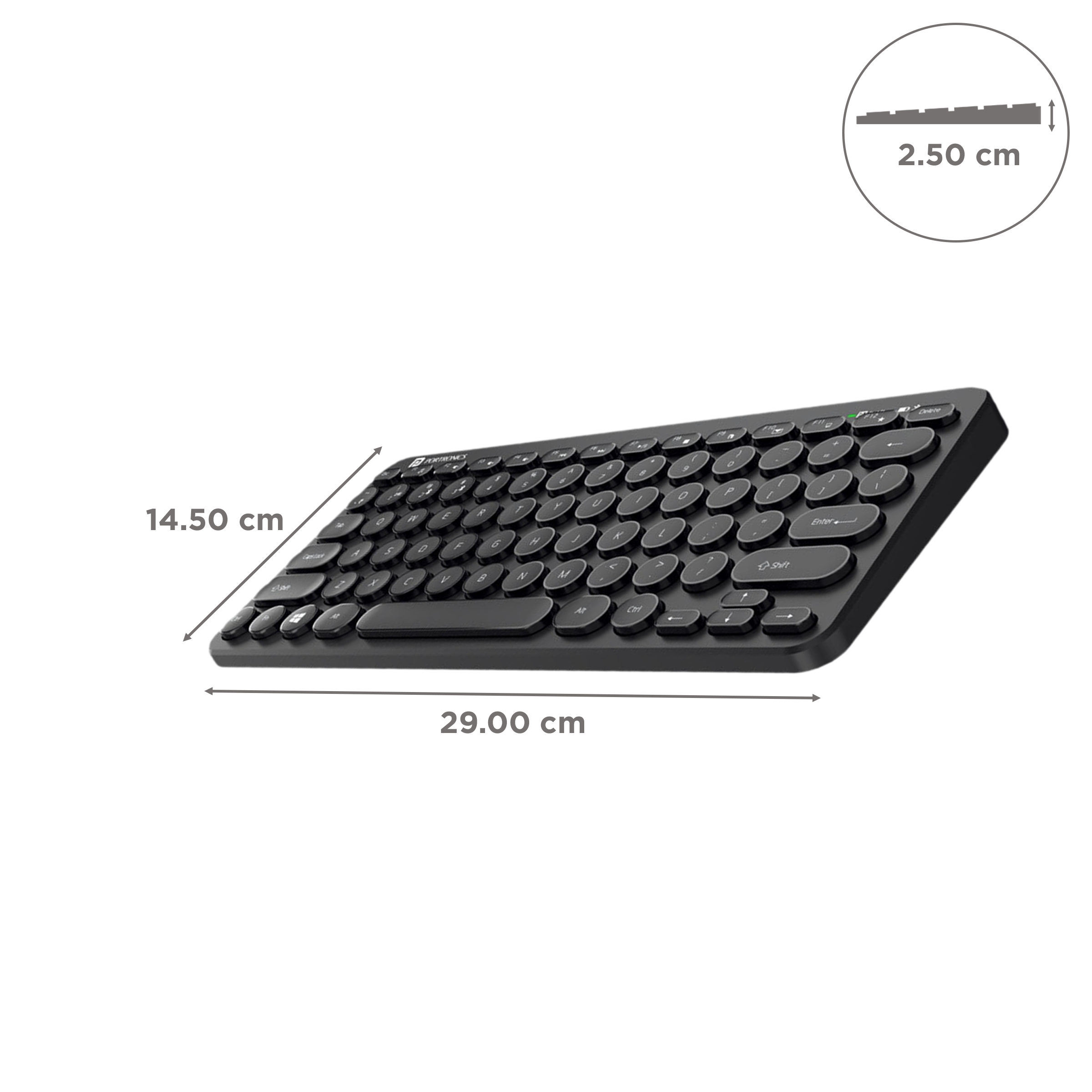 PORTRONICS Bubble Bluetooth 5.0 & 2.4GHz Wireless Keyboard with Multi Device Connectivity (2-Way Connection, Black) PORTRONICS Bubble Bluetooth 5.0 & 2.4GHz Wireless Keyboard with Multi Device Connectivity (2-Way Connection, Black)_3