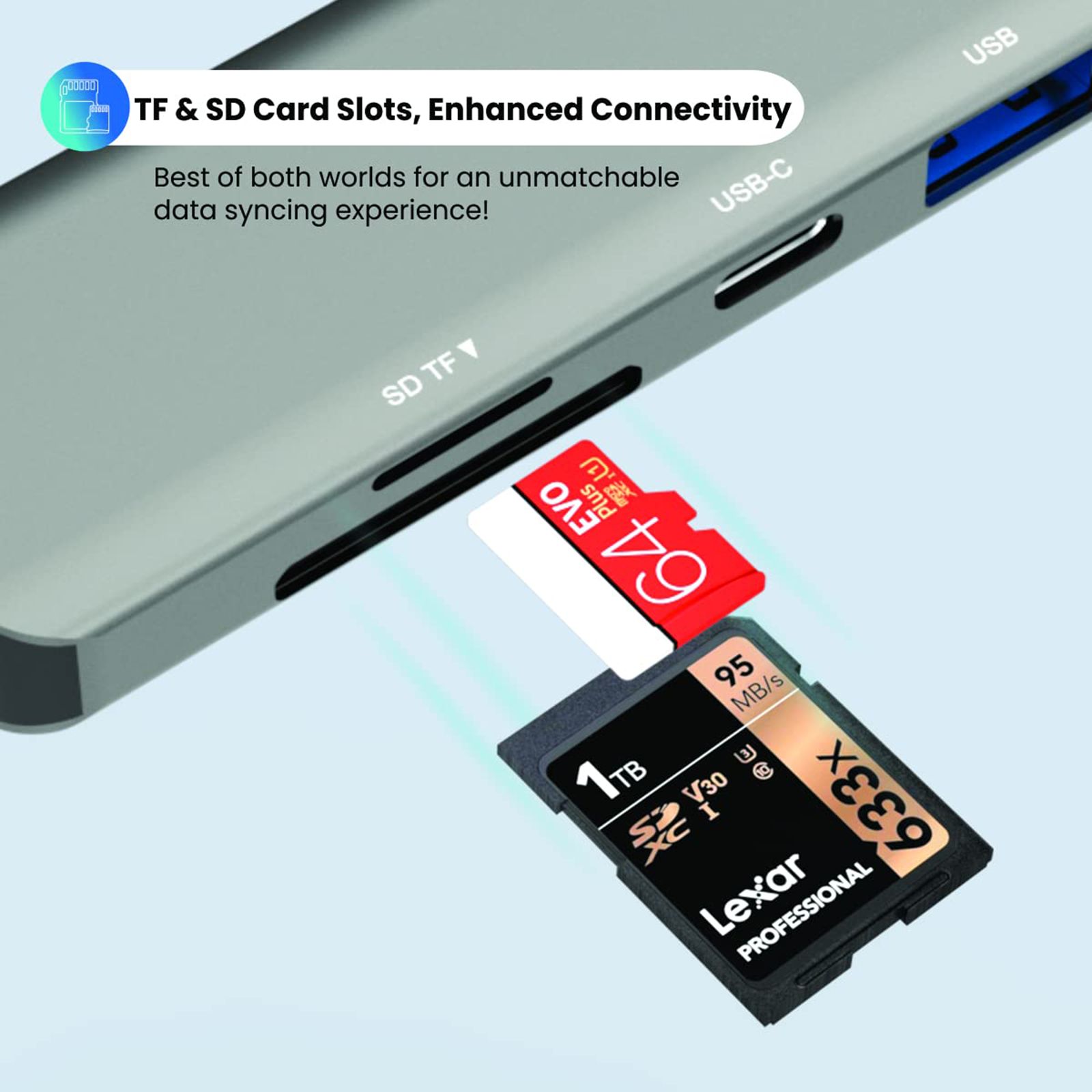 PORTRONICS Mport 52 7-in-1 USB Type C to USB 3.0 Type A, USB 3.0 Type C, HDMI, SD Card Slot, TF Card Multi-Port Hub (Up to 10 Gbps Data Transfer, Grey) PORTRONICS Mport 52 7-in-1 USB Type C to USB 3.0 Type A, USB 3.0 Type C, HDMI, SD Card Slot, TF Card Multi-Port Hub (Up to 10 Gbps Data Transfer, Grey)_5