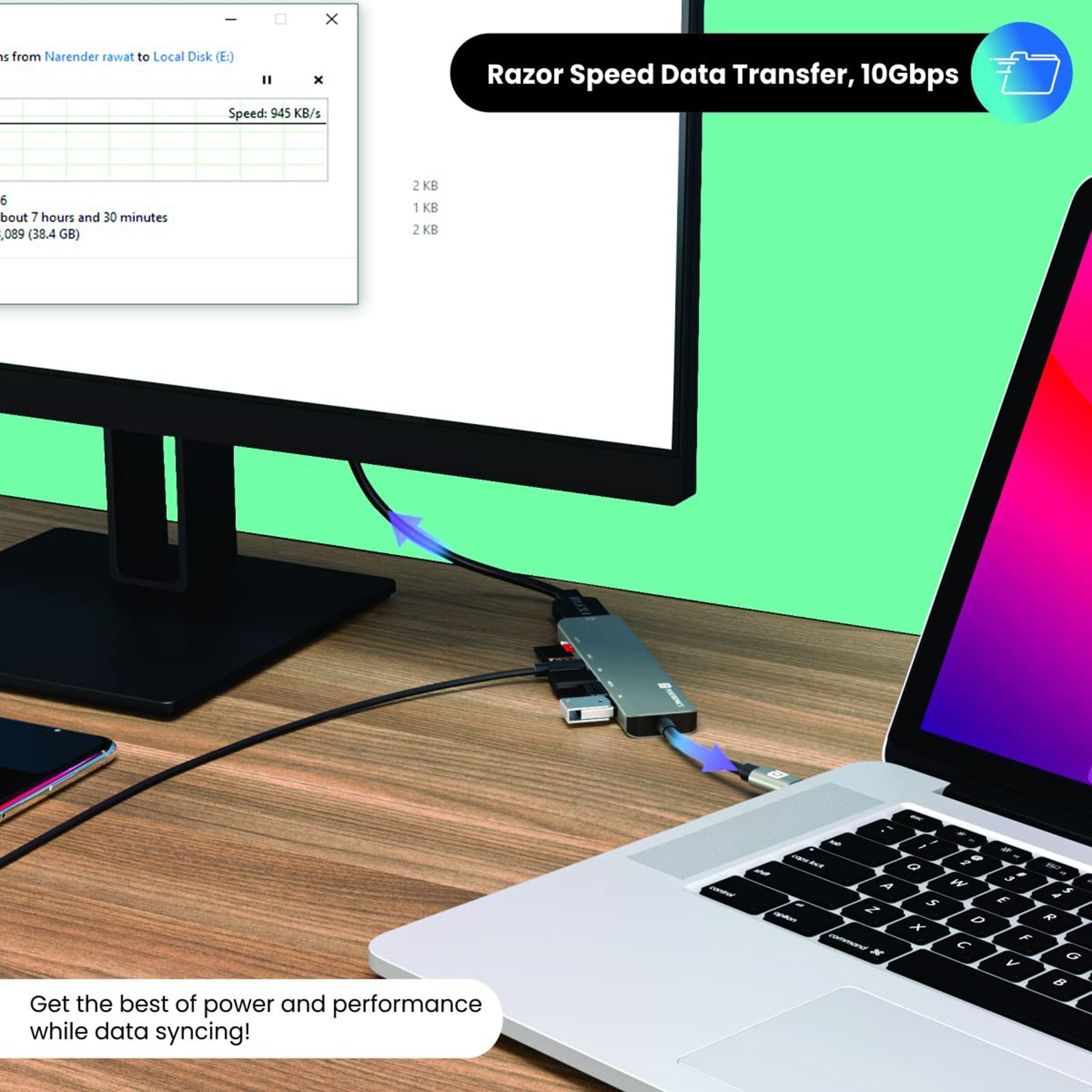 PORTRONICS Mport 52 7-in-1 USB Type C to USB 3.0 Type A, USB 3.0 Type C, HDMI, SD Card Slot, TF Card Multi-Port Hub (Up to 10 Gbps Data Transfer, Grey) PORTRONICS Mport 52 7-in-1 USB Type C to USB 3.0 Type A, USB 3.0 Type C, HDMI, SD Card Slot, TF Card Multi-Port Hub (Up to 10 Gbps Data Transfer, Grey)_7
