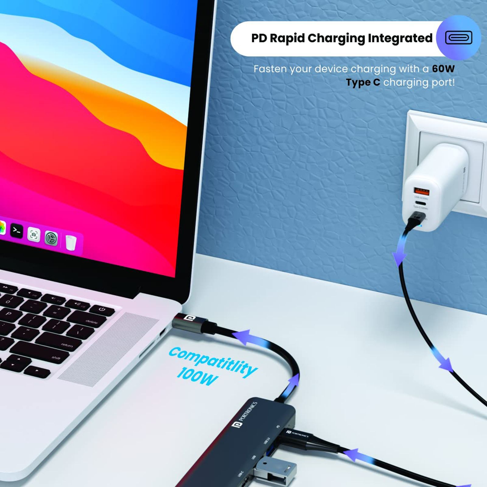 PORTRONICS Mport 52 7-in-1 USB Type C to USB 3.0 Type A, USB 3.0 Type C, HDMI, SD Card Slot, TF Card Multi-Port Hub (Up to 10 Gbps Data Transfer, Grey) PORTRONICS Mport 52 7-in-1 USB Type C to USB 3.0 Type A, USB 3.0 Type C, HDMI, SD Card Slot, TF Card Multi-Port Hub (Up to 10 Gbps Data Transfer, Grey)_8