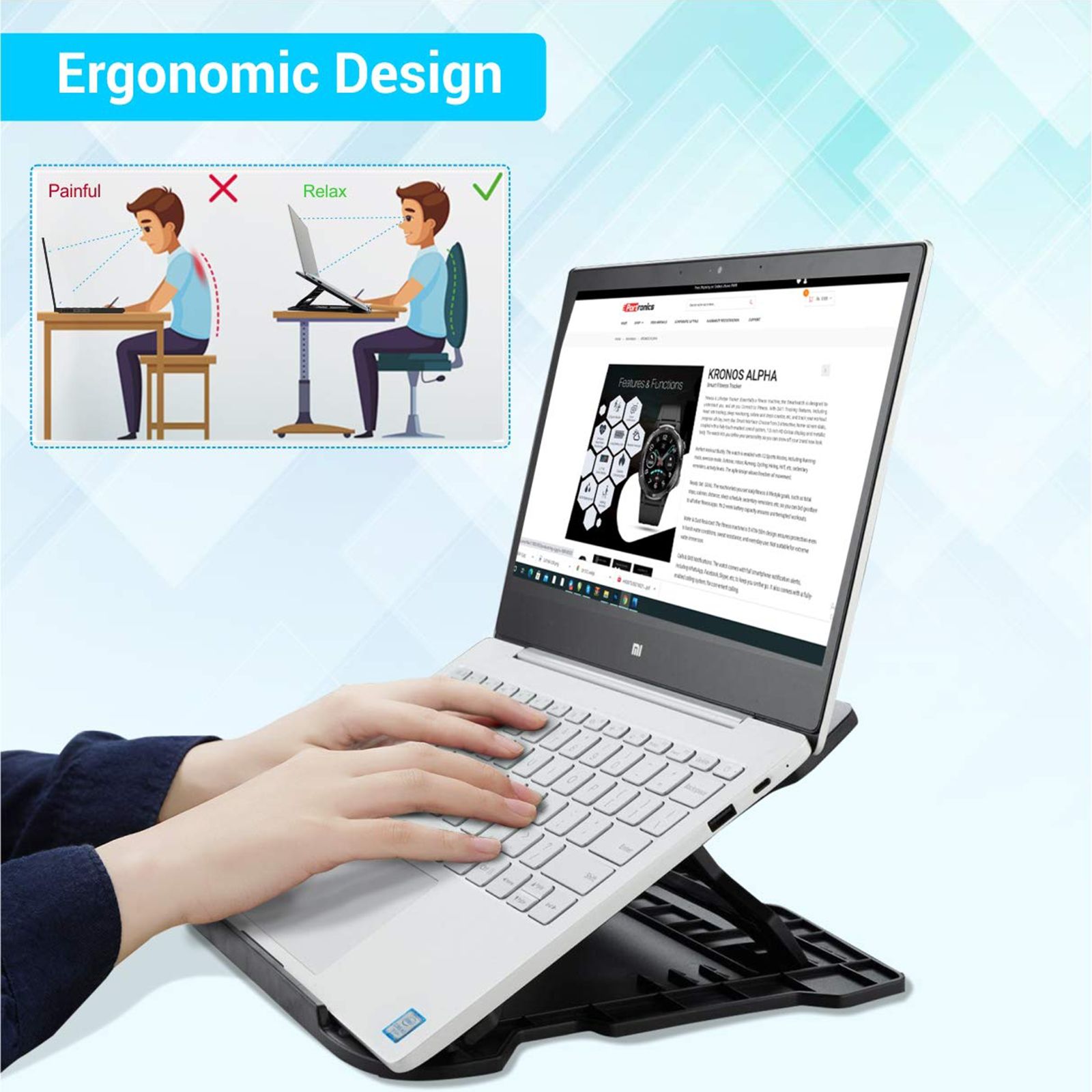 PORTRONICS My Buddy Hexa 22 Stand For 15 Inch Laptops (360-Degree View, POR 1157, Black)_7