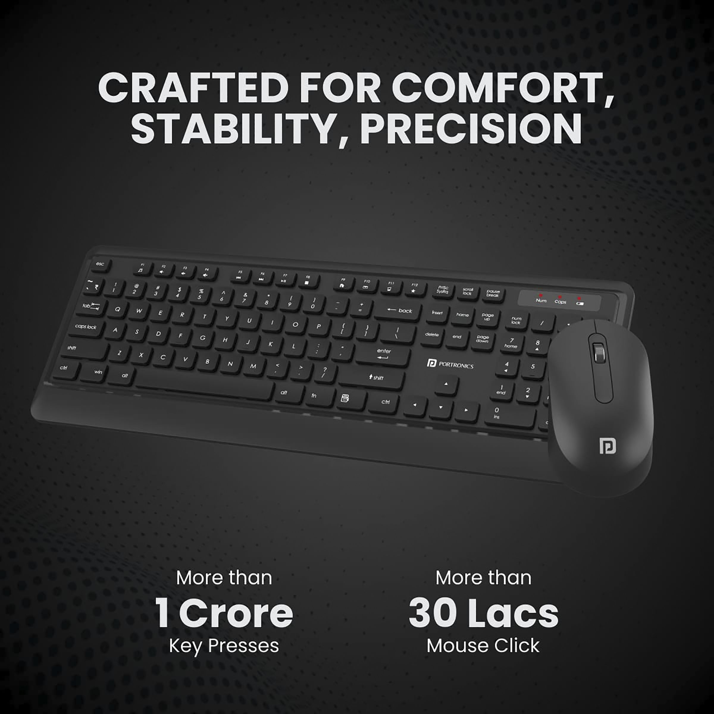 PORTRONICS Key 5 Wireless Keyboard & Mouse Combo (Silent Key Function, Z Black)_7