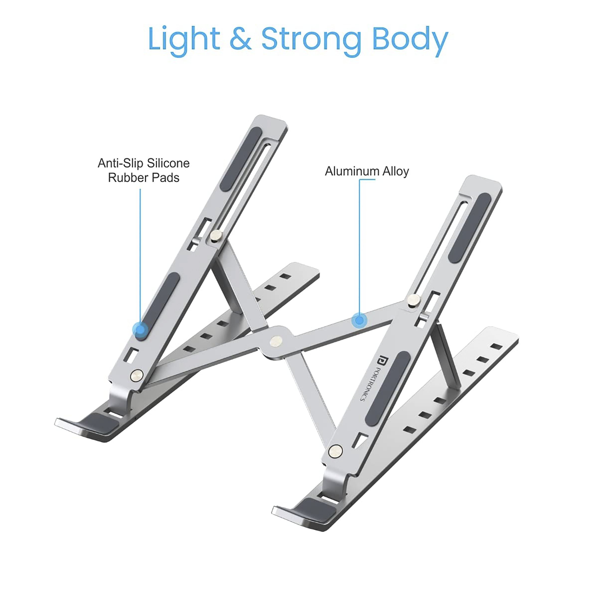 PORTRONICS My Buddy K Stand For Laptop (7 Adjustable Levels, POR 1659, Silver) PORTRONICS My Buddy K Stand For Laptop (7 Adjustable Levels, POR 1659, Silver)_3