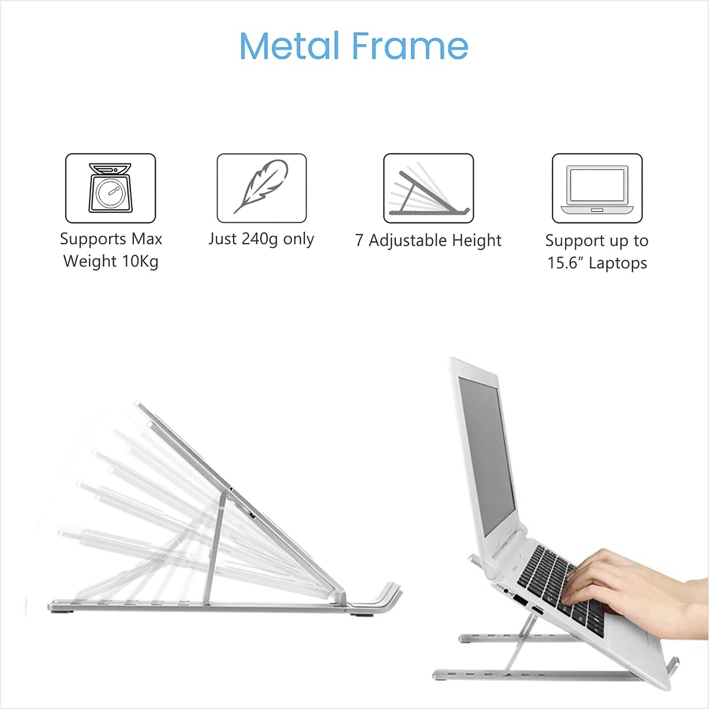 PORTRONICS My Buddy K Stand For Laptop (7 Adjustable Levels, POR 1659, Silver) PORTRONICS My Buddy K Stand For Laptop (7 Adjustable Levels, POR 1659, Silver)_4