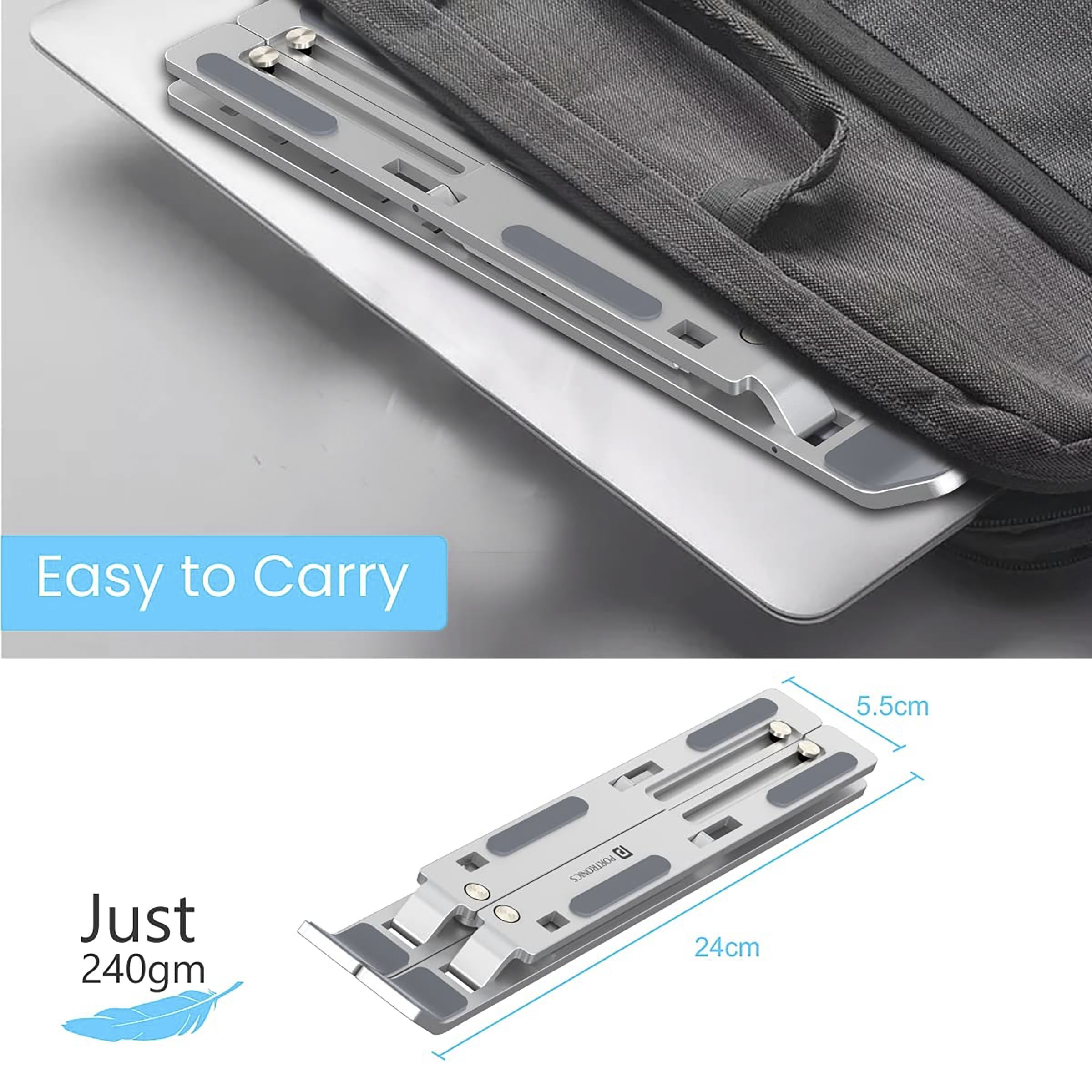 PORTRONICS My Buddy K Stand For Laptop (7 Adjustable Levels, POR 1659, Silver) PORTRONICS My Buddy K Stand For Laptop (7 Adjustable Levels, POR 1659, Silver)_5