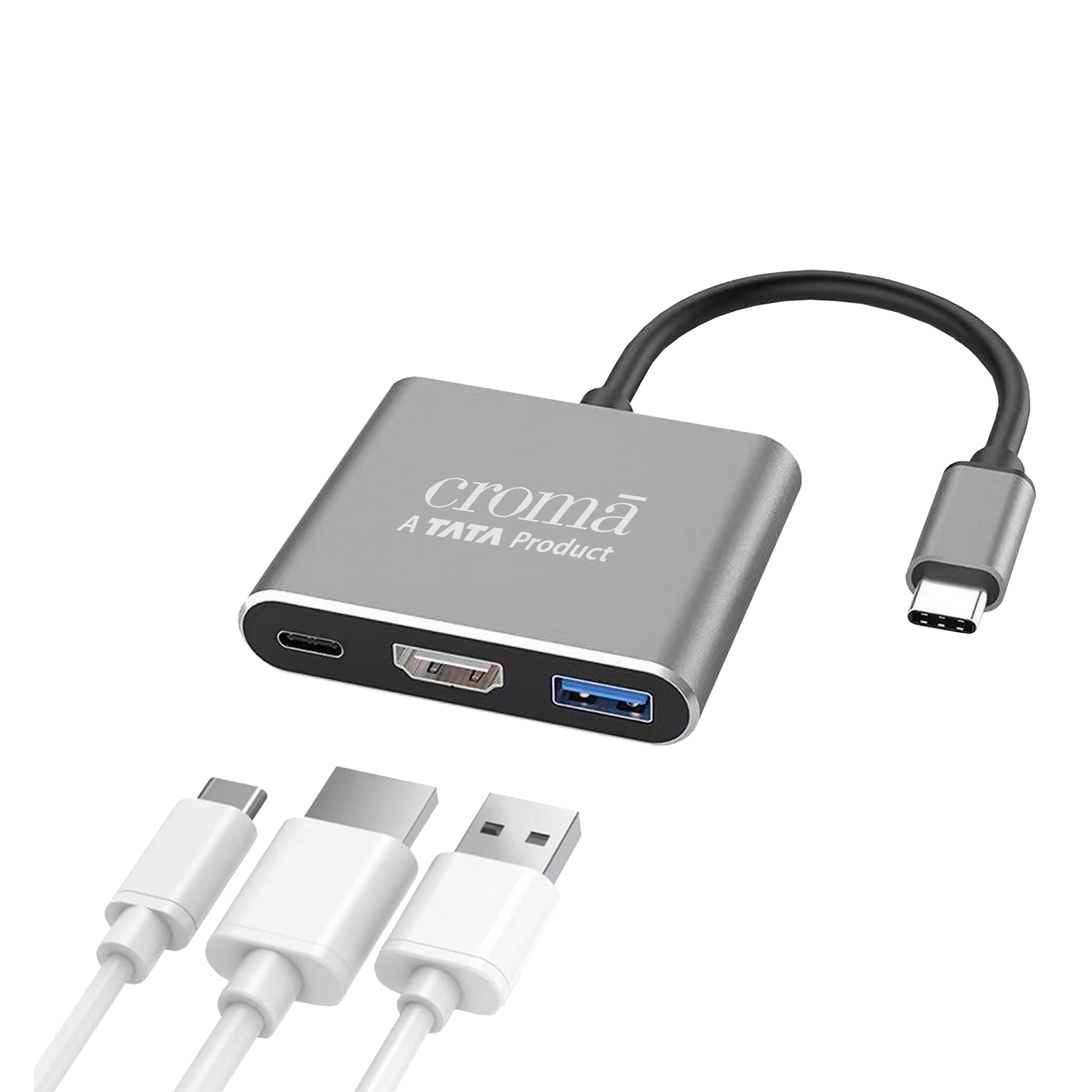 Croma USB 3.0 Type C to USB 3.0 Type C, USB 3.0 Type A, HDMI Type A Multi-Port Hub (5 Gbps Data Transfer Rate, Grey) Croma USB 3.0 Type C to USB 3.0 Type C, USB 3.0 Type A, HDMI Type A Multi-Port Hub (5 Gbps Data Transfer Rate, Grey)_3