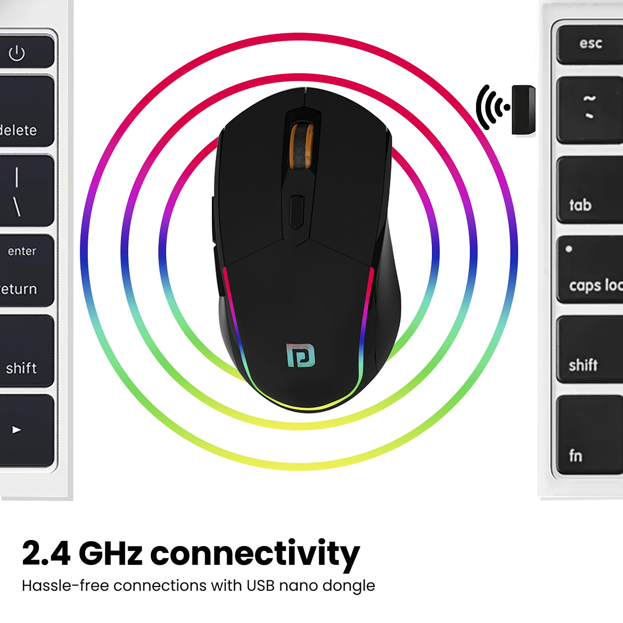 PORTRONICS Toad One Rechargeable Wireless Optical Mouse (1200 DPI Adjustable, Ergonomic Design, Black)_7