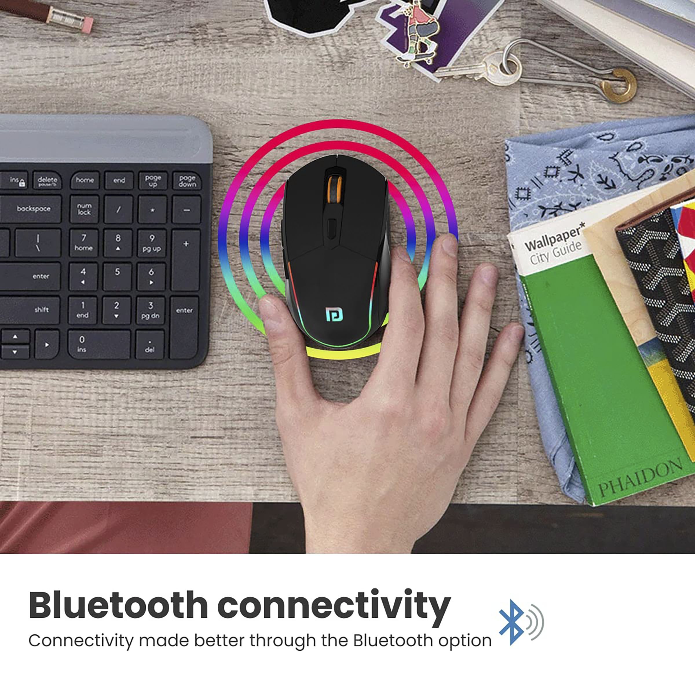 PORTRONICS Toad One Rechargeable Wireless Optical Mouse (1200 DPI Adjustable, Ergonomic Design, Black)_5