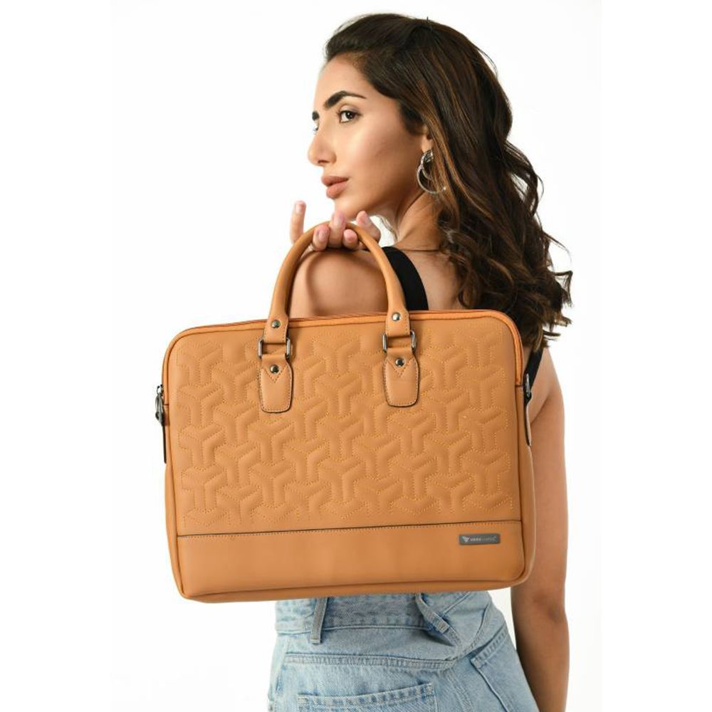 Dr. Vaku Ramona Vegan Leather Laptop Sling Bag for 15 Inch Laptop (Water Resistant, Mustard)_6