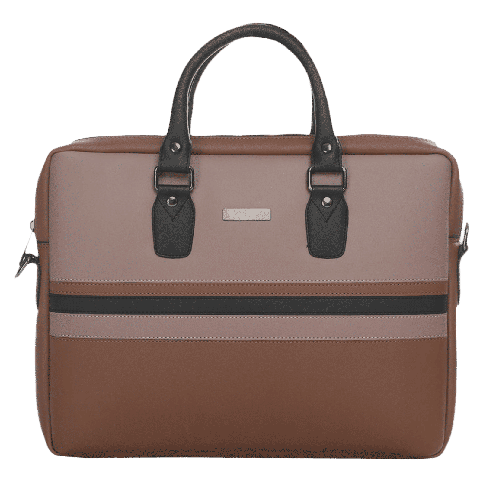 Dr. Vaku MILAN Stripey Vegan Leather Laptop Sling Bag for 13 & 14 Inch Laptop (Water Resistant, Pink/Camel)_1