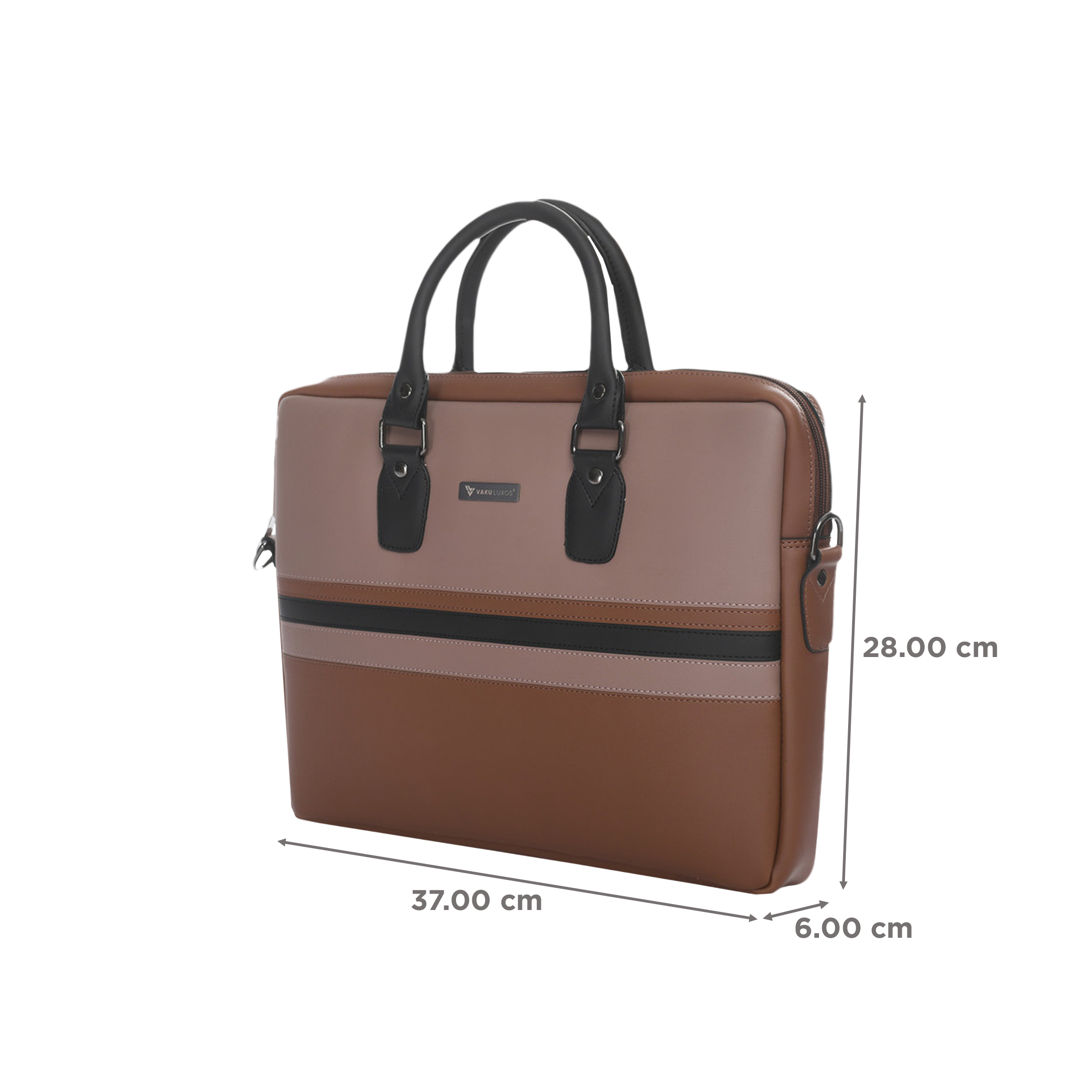 Dr. Vaku MILAN Stripey Vegan Leather Laptop Sling Bag for 13 & 14 Inch Laptop (Water Resistant, Pink/Camel)_2