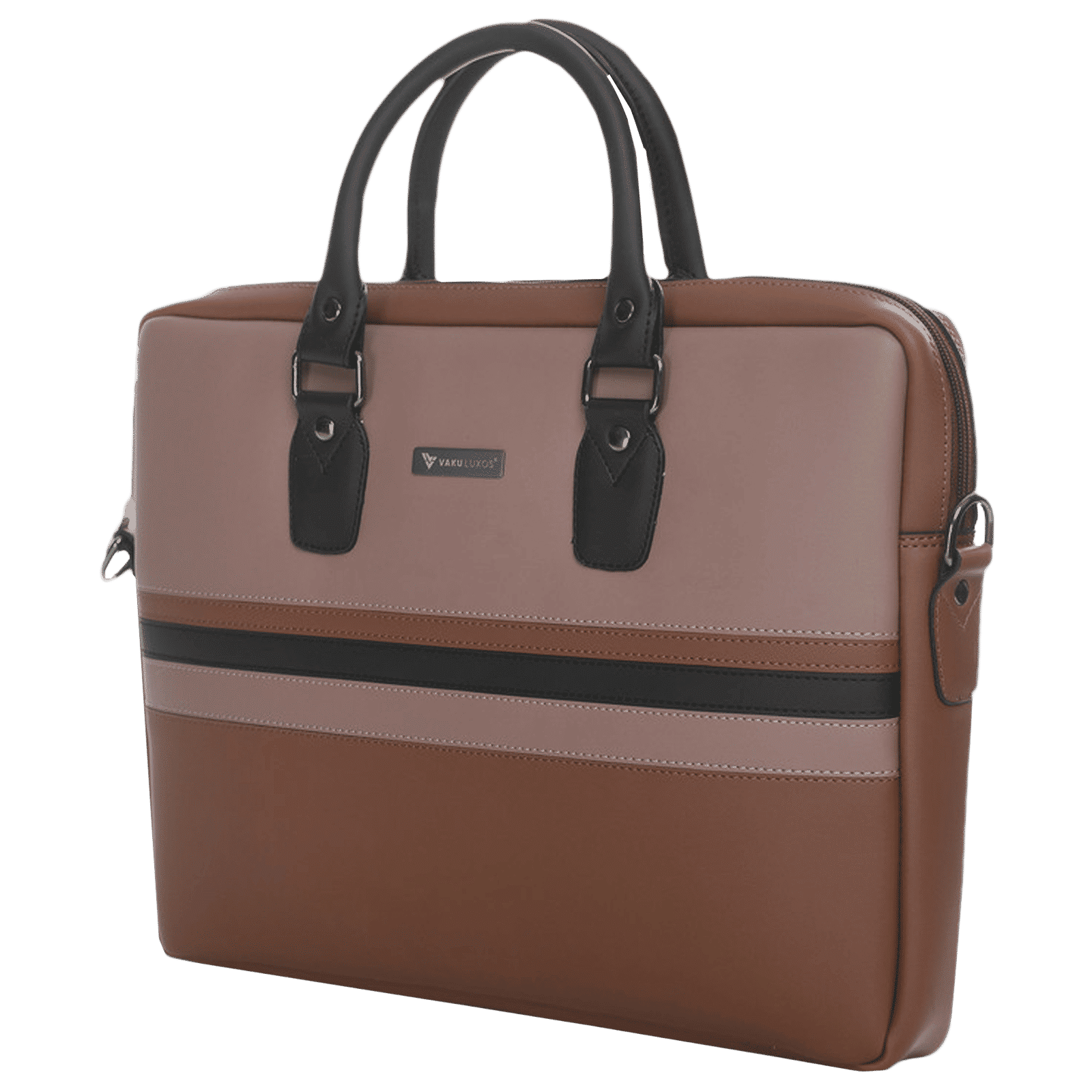 Dr. Vaku MILAN Stripey Vegan Leather Laptop Sling Bag for 13 & 14 Inch Laptop (Water Resistant, Pink/Camel)_5