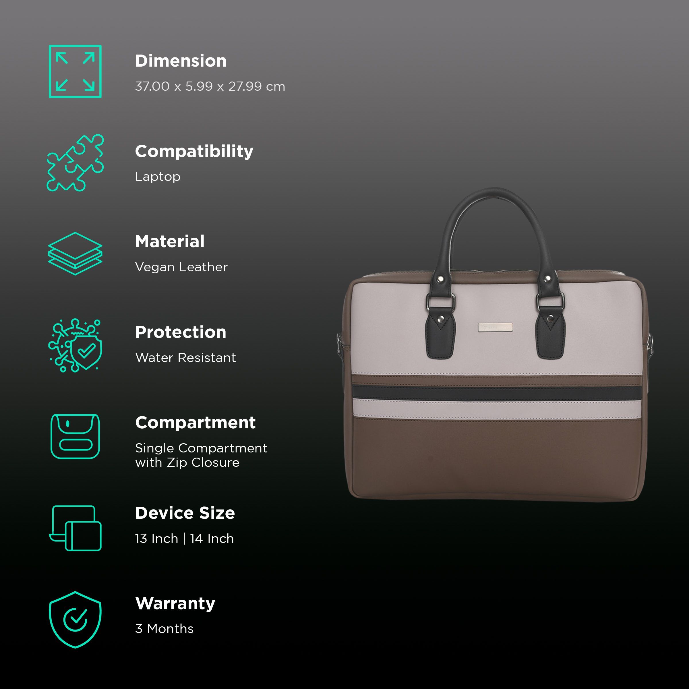 Dr. Vaku MILAN Stripey Vegan Leather Laptop Sling Bag for 13 & 14 Inch Laptop (Water Resistant, Multi Color) Dr. Vaku MILAN Stripey Vegan Leather Laptop Sling Bag for 13 & 14 Inch Laptop (Water Resistant, Multi Color)_3