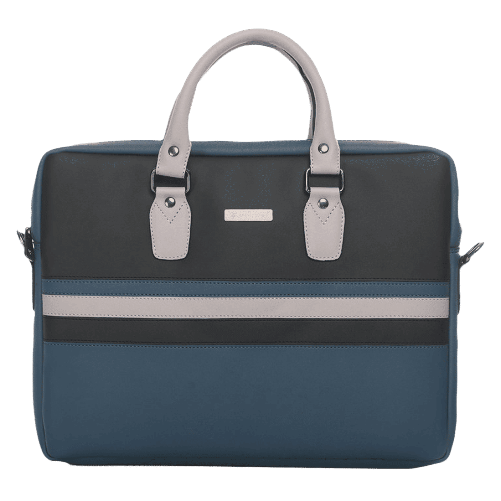 Dr. Vaku MILAN Stripey Vegan Leather Laptop Sling Bag for 13 & 14 Inch Laptop (Water Resistant, Blue/Black)_1
