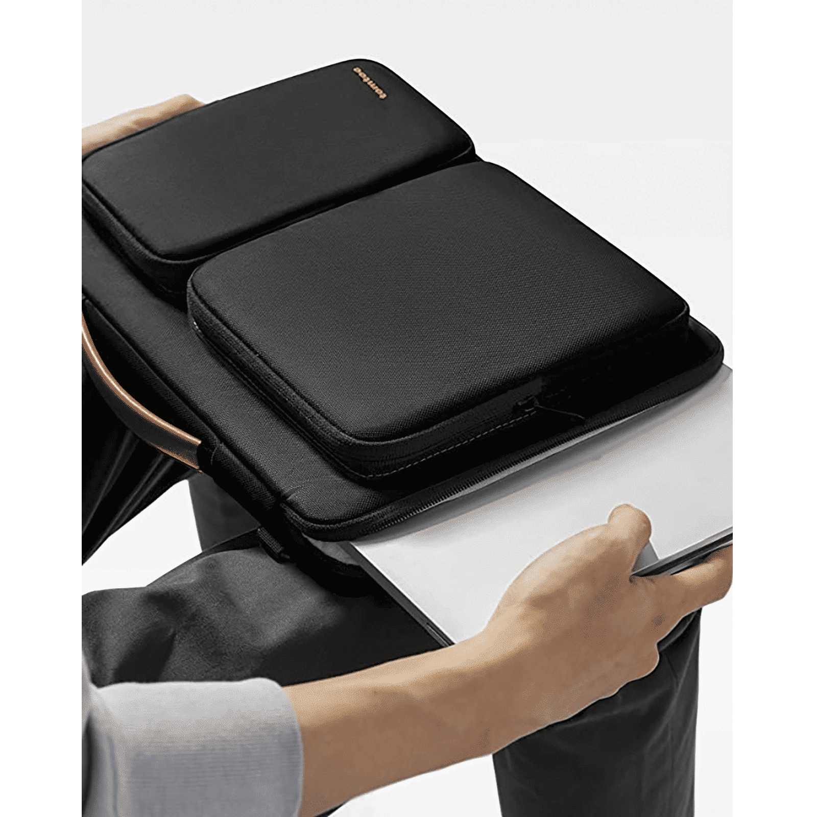 tomtoc Defender Fabric Laptop Sling Bag for 13.5, 14 & 14.4 Inch Laptop (Water Resistant, Black)_8