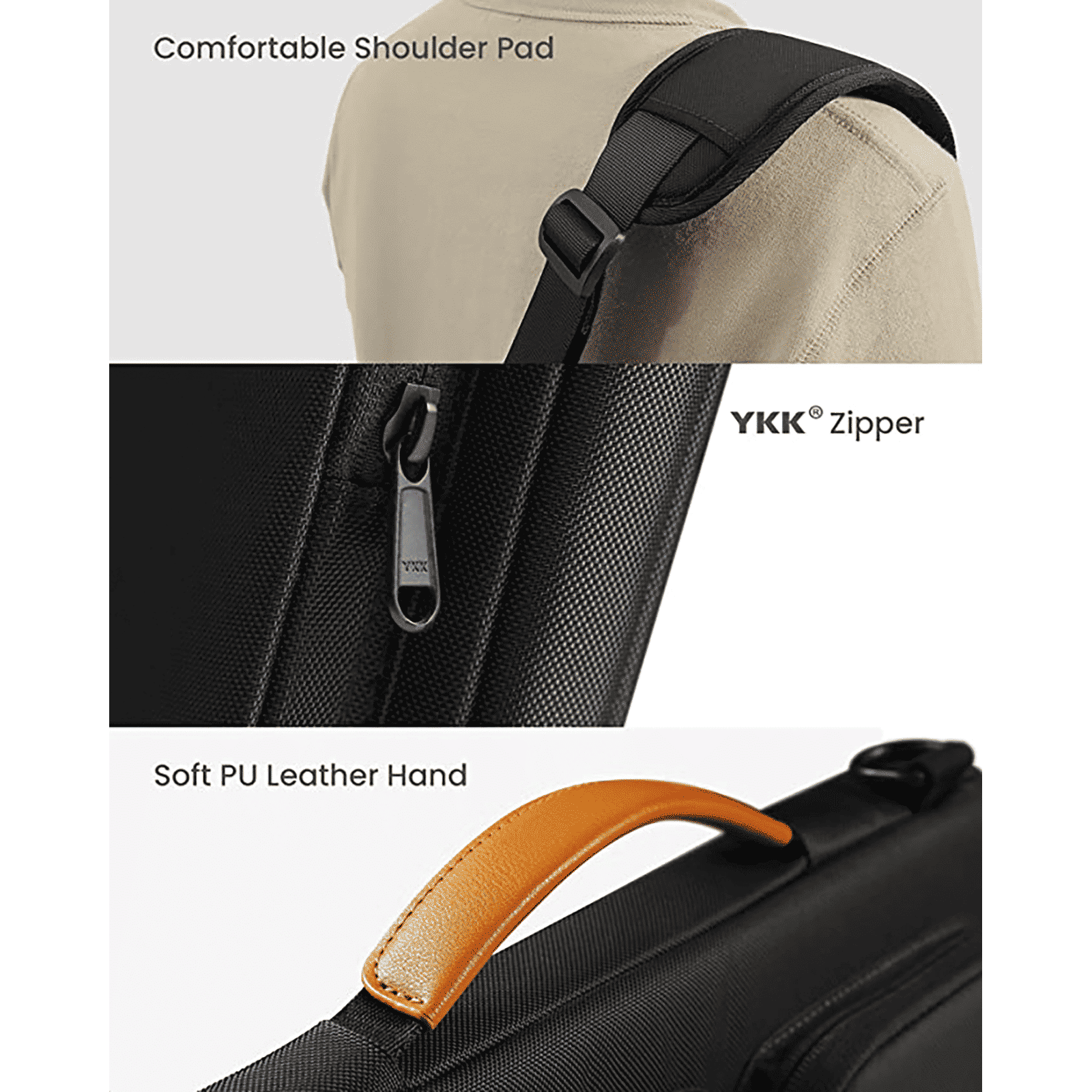 tomtoc Defender Fabric Laptop Sling Bag for 13.5, 14 & 14.4 Inch Laptop (Water Resistant, Black)_9