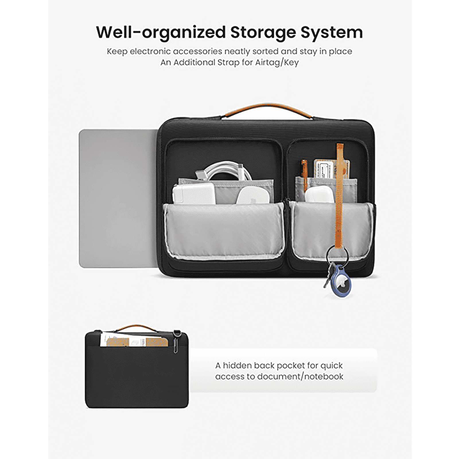 tomtoc Defender Fabric Laptop Sling Bag for 13.5, 14 & 14.4 Inch Laptop (Water Resistant, Black)_10