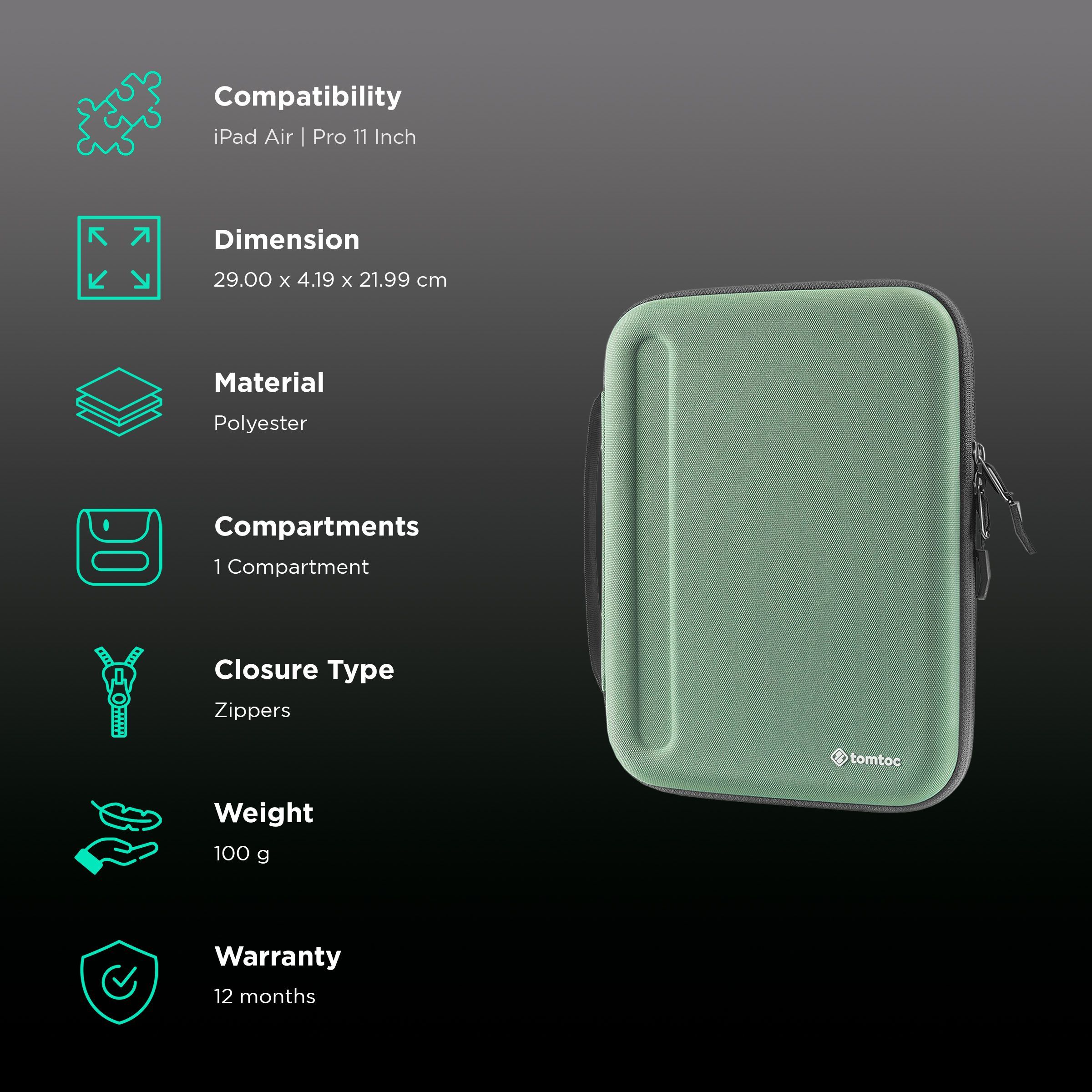 Tomtoc FancyCase Sleeve for 11 Inch Tablets (Water Repellent, Cactus) Tomtoc FancyCase Sleeve for 11 Inch Tablets (Water Repellent, Cactus)_3