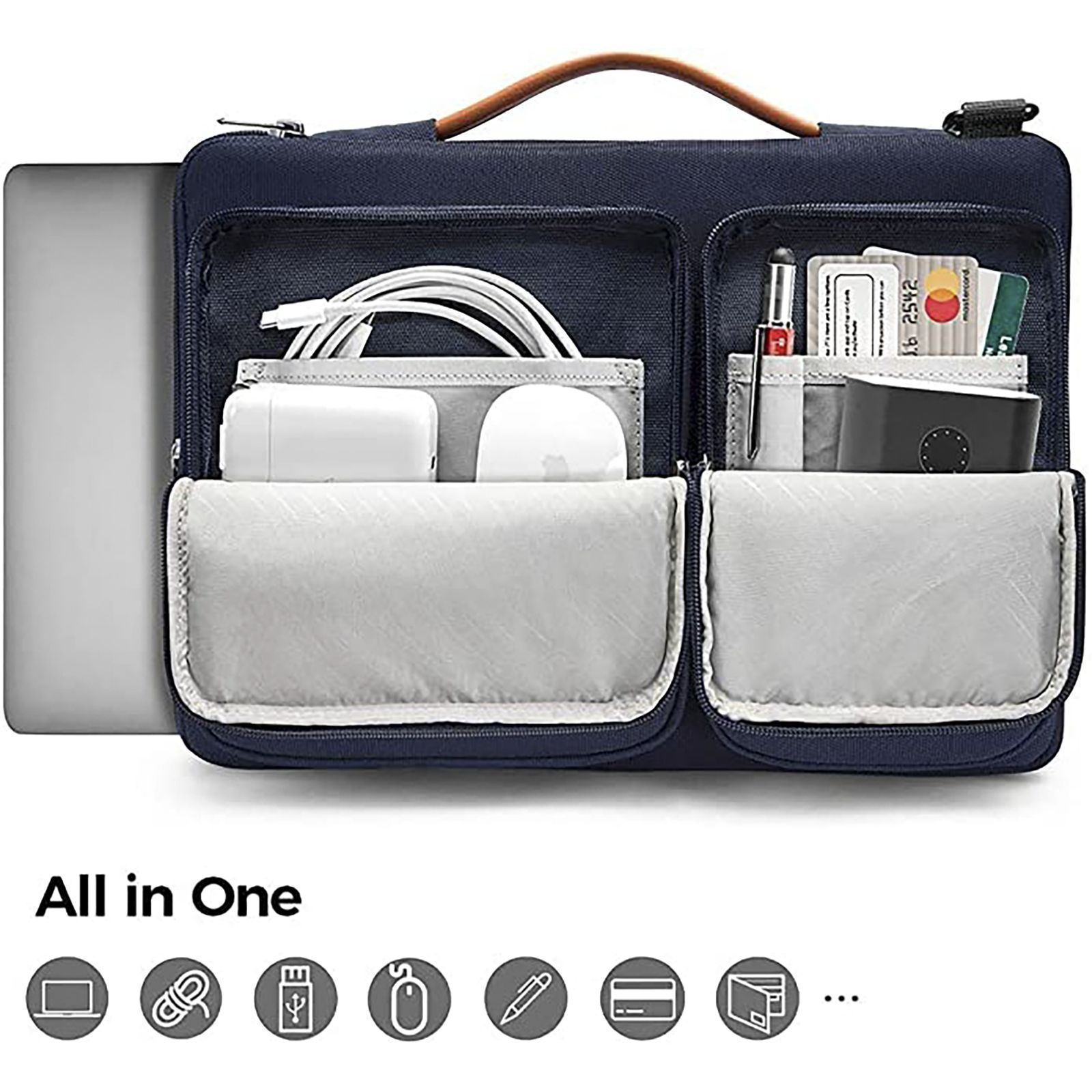 tomtoc Defender Fabric Laptop Sling Bag for 15.6 Inch Laptop (Water Resistant, Navy Blue)_6