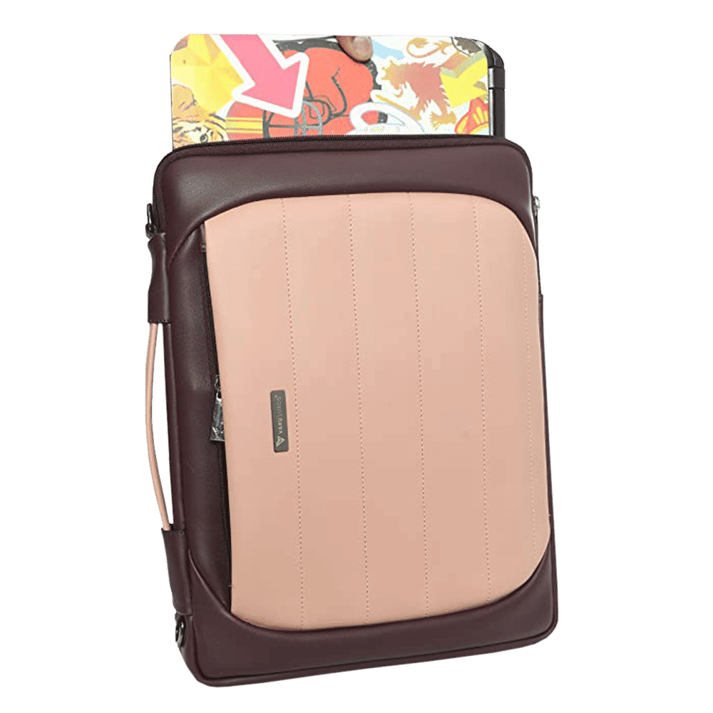 Dr. Vaku Lasa Chivelle Vegan Leather Laptop Sling Bag for 13 & 14 Inch Laptop (Water Resistant, Cherry/Pink)_7
